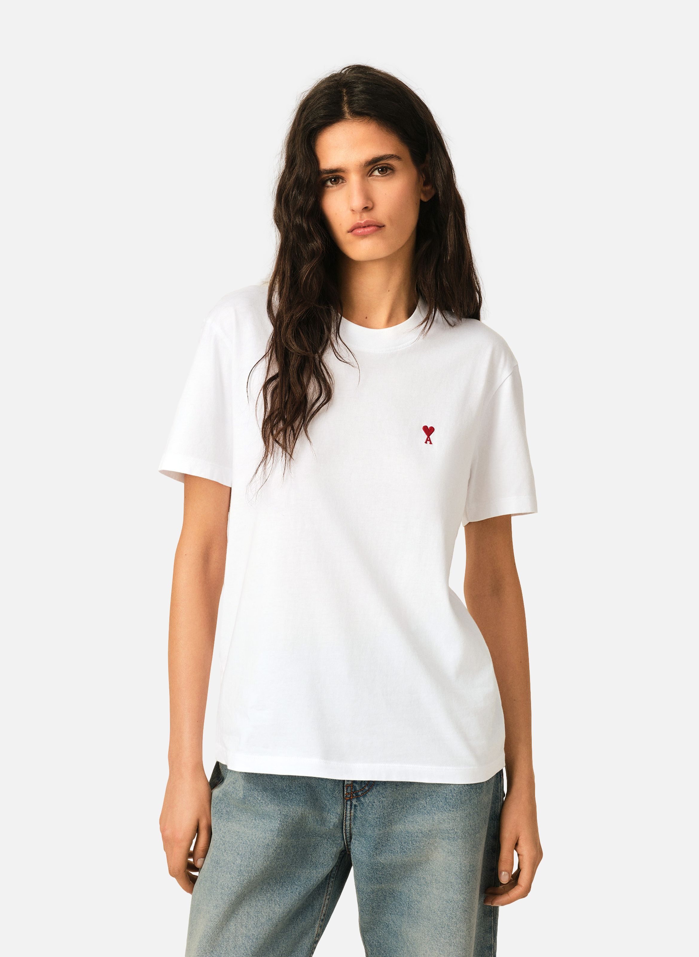 T-shirt ami de coeur rouge unisexe AMI PARIS Blanc