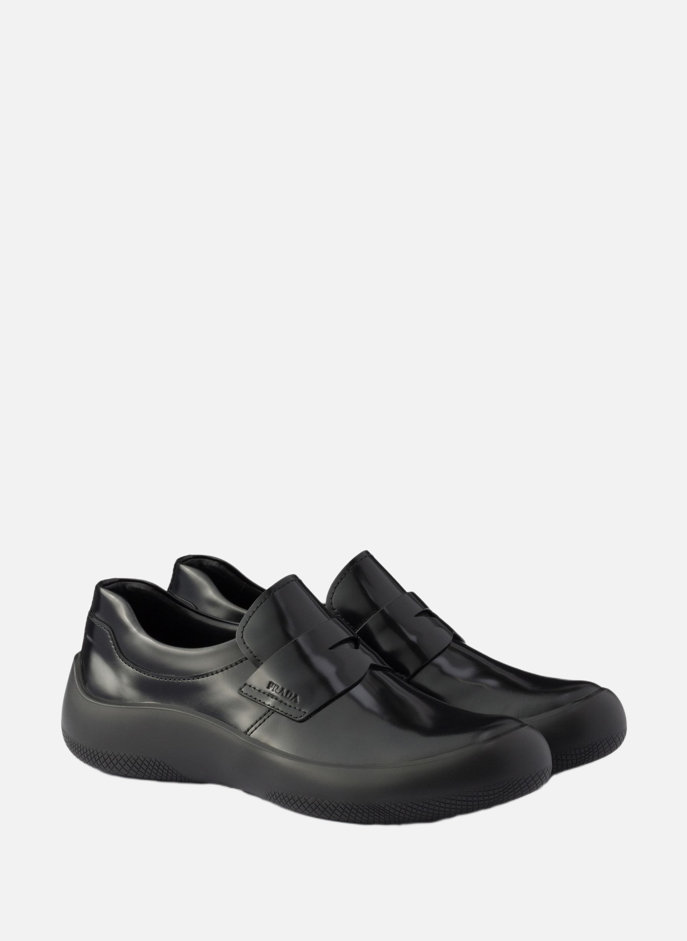 Mocassins en cuir brossé PRADA Noir