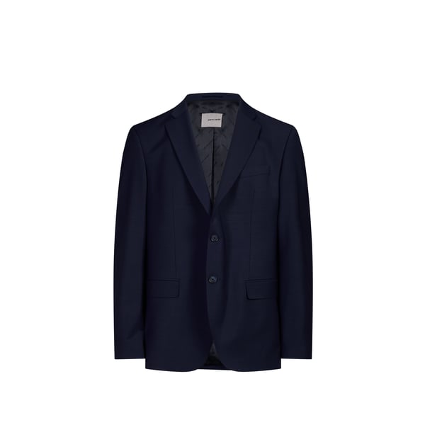 Blazer uni en laine vierge mélangée Blazer uni en laine vierge mélangée