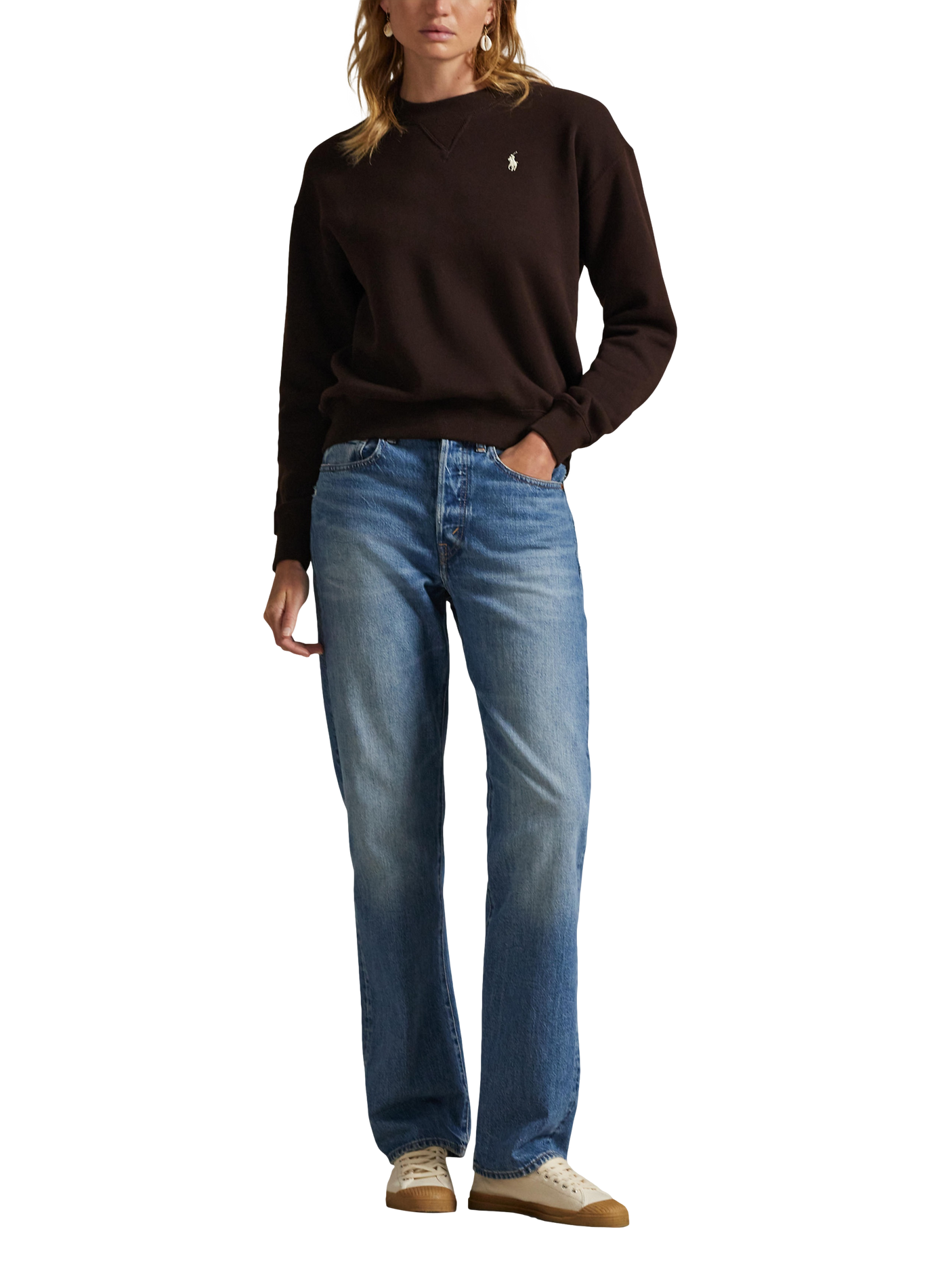 Embroidered logo sweatshirt in blended cotton. | Brown POLO RALPH LAUREN Women