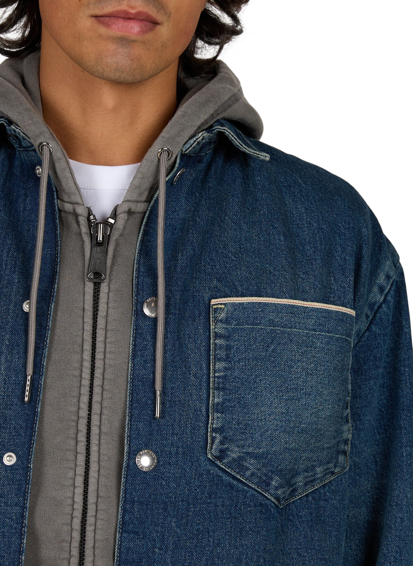 Gerade geschnittene Jacke aus Baumwoll-Denim 7 FOR ALL MANKIND Blau