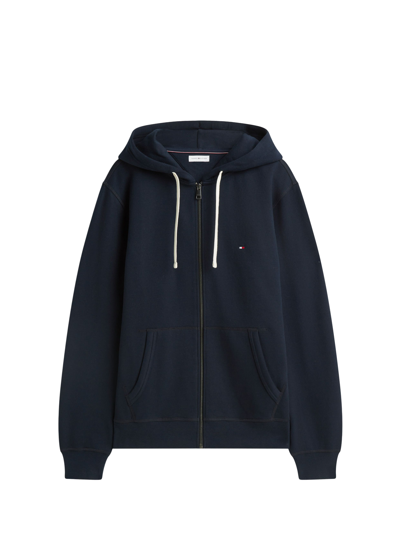 Sweat droit à capuche zippé en coton mélangé TOMMY HILFIGER Bleu