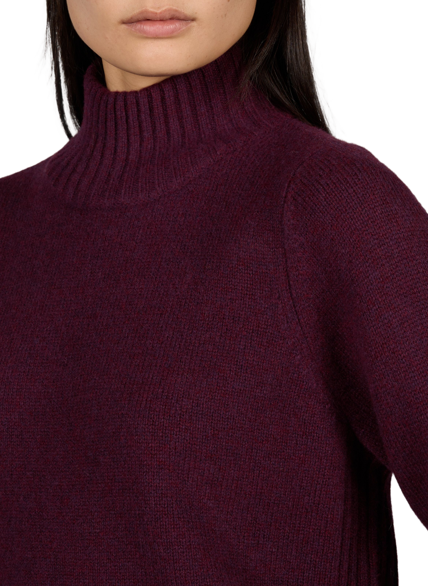Megane straight high-neck merino wool sweater PETITE MENDIGOTE Purple