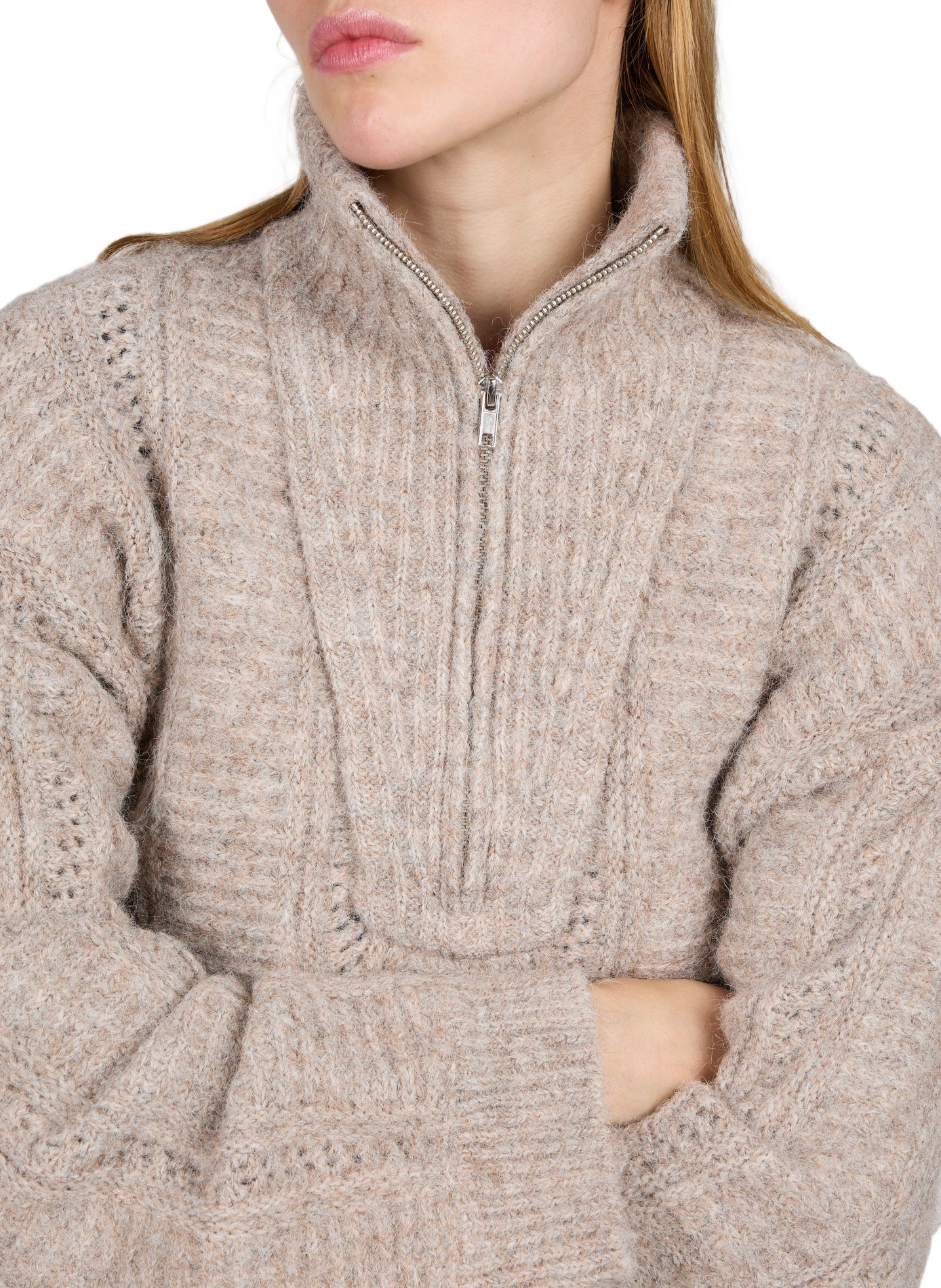 Oversized trucker-collar sweater VILA Beige