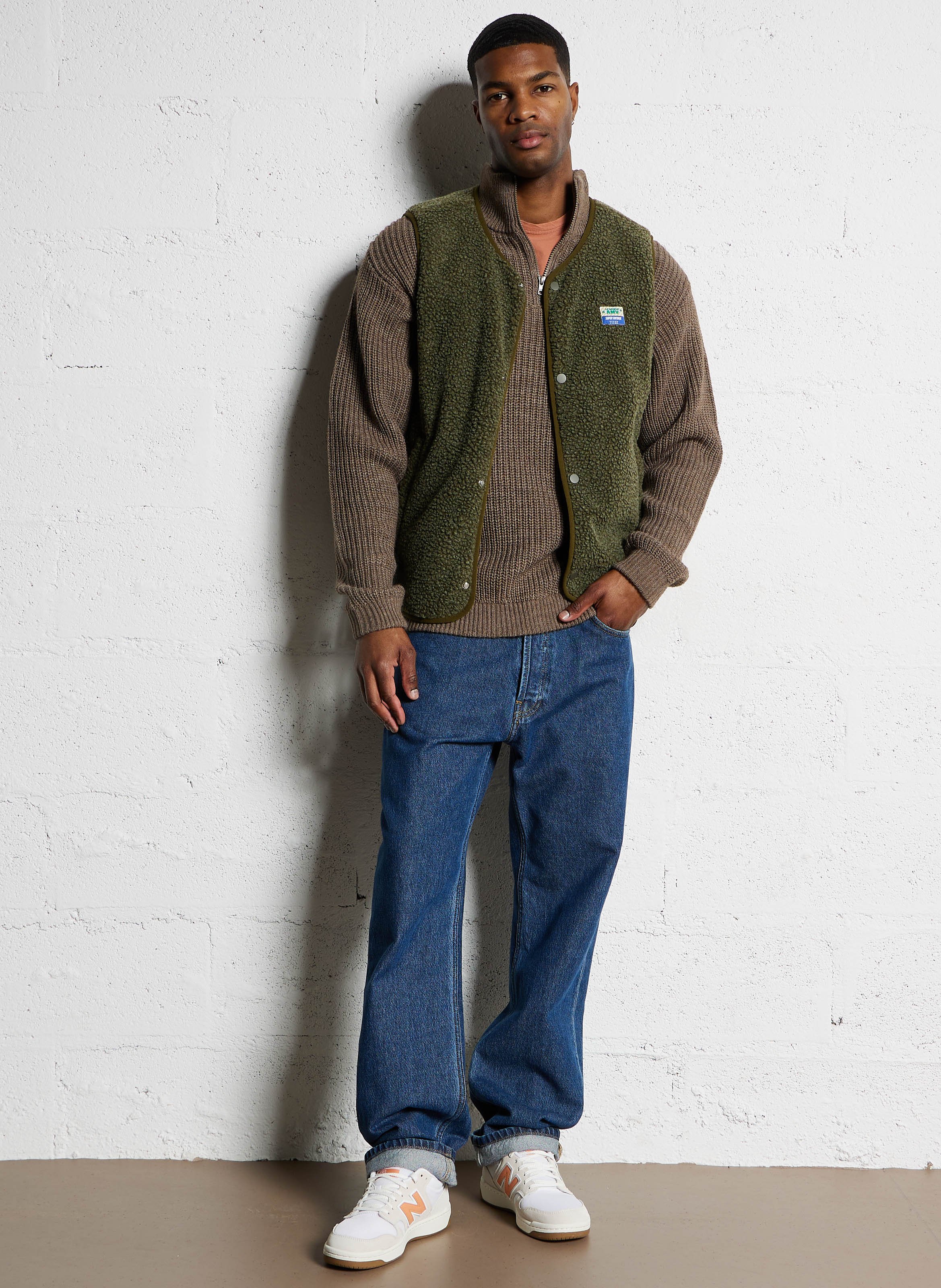 Veste col rond en sherpa hoktown AMERICAN VINTAGE Vert