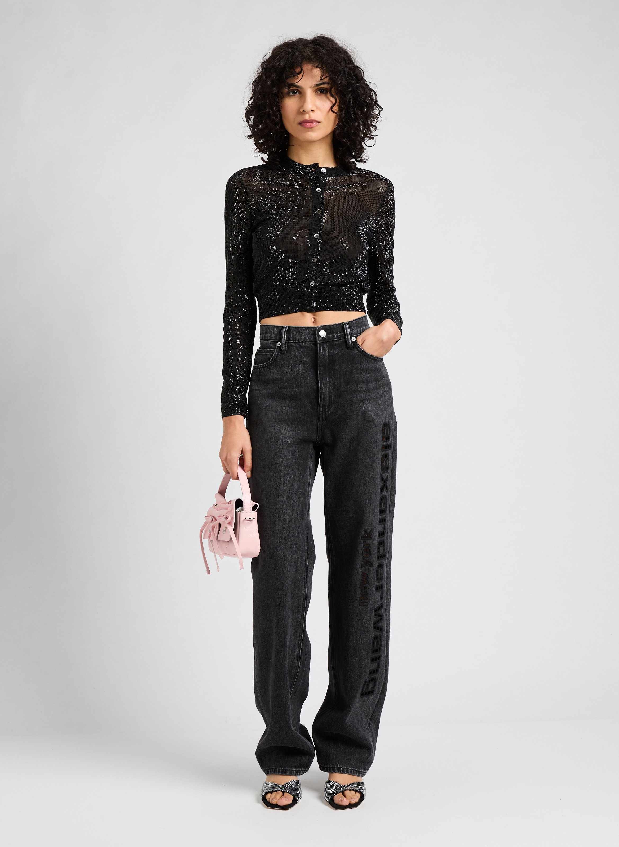 Cardigan à strass ALEXANDER WANG Noir