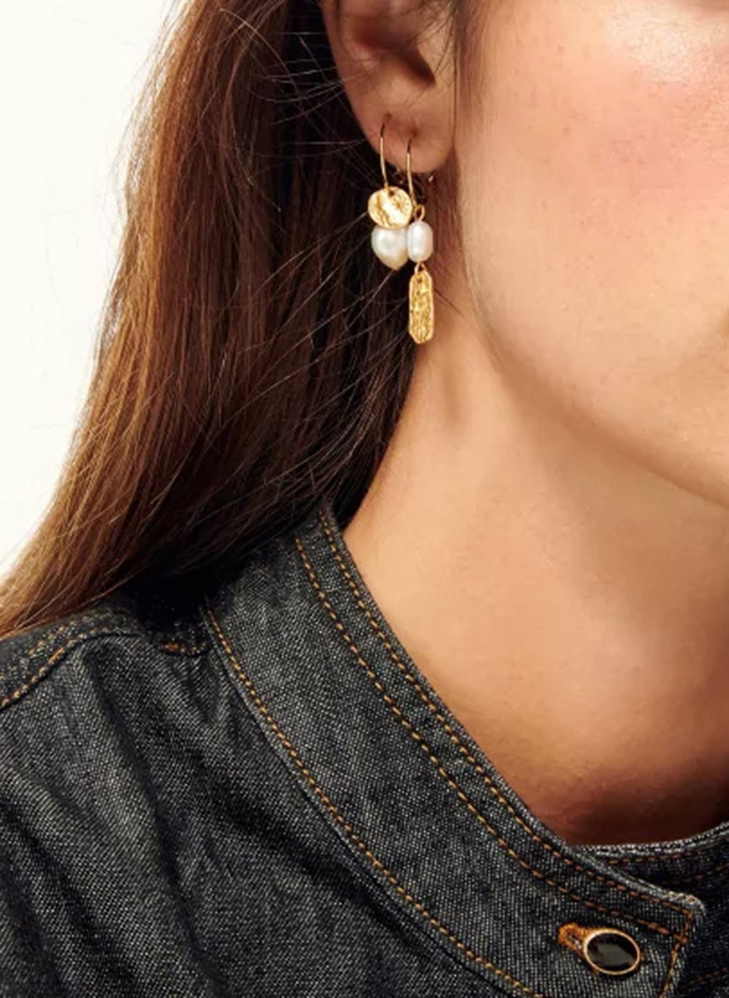 Créoles en laiton doré soren pearl r SESSUN Doré