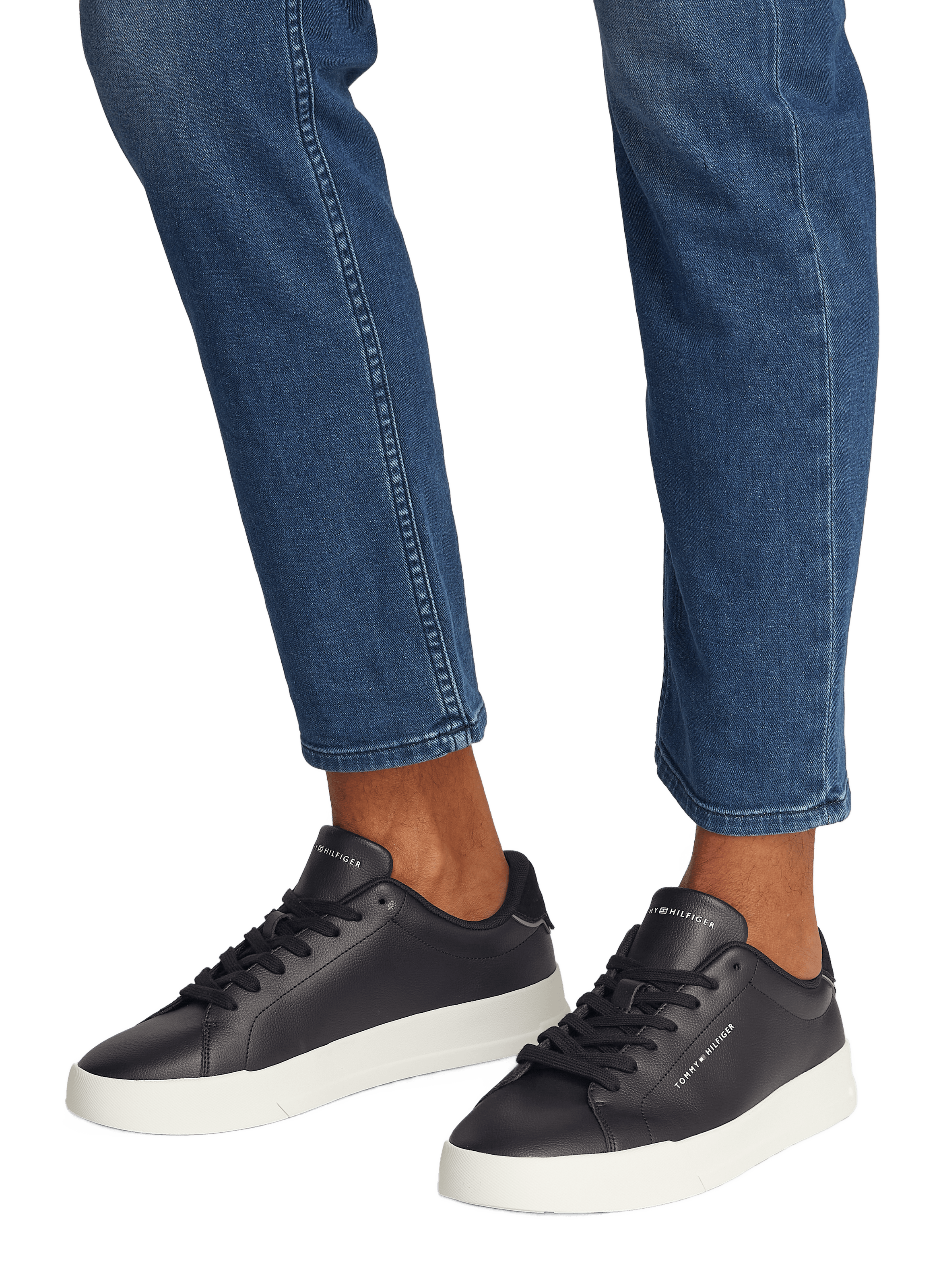 Grain effect leather sneakers TOMMY HILFIGER Black