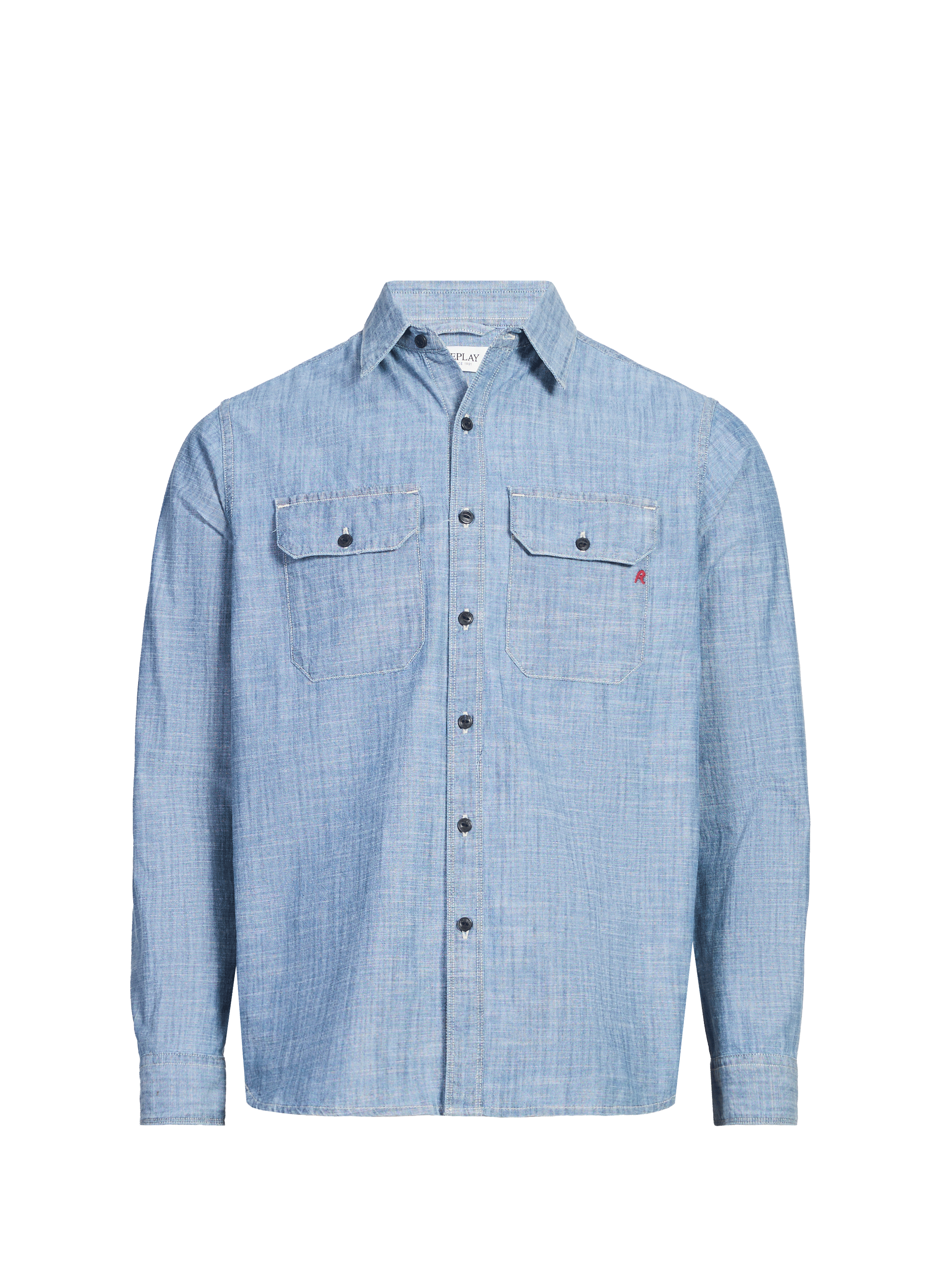 Chemise col classique en coton REPLAY Bleu