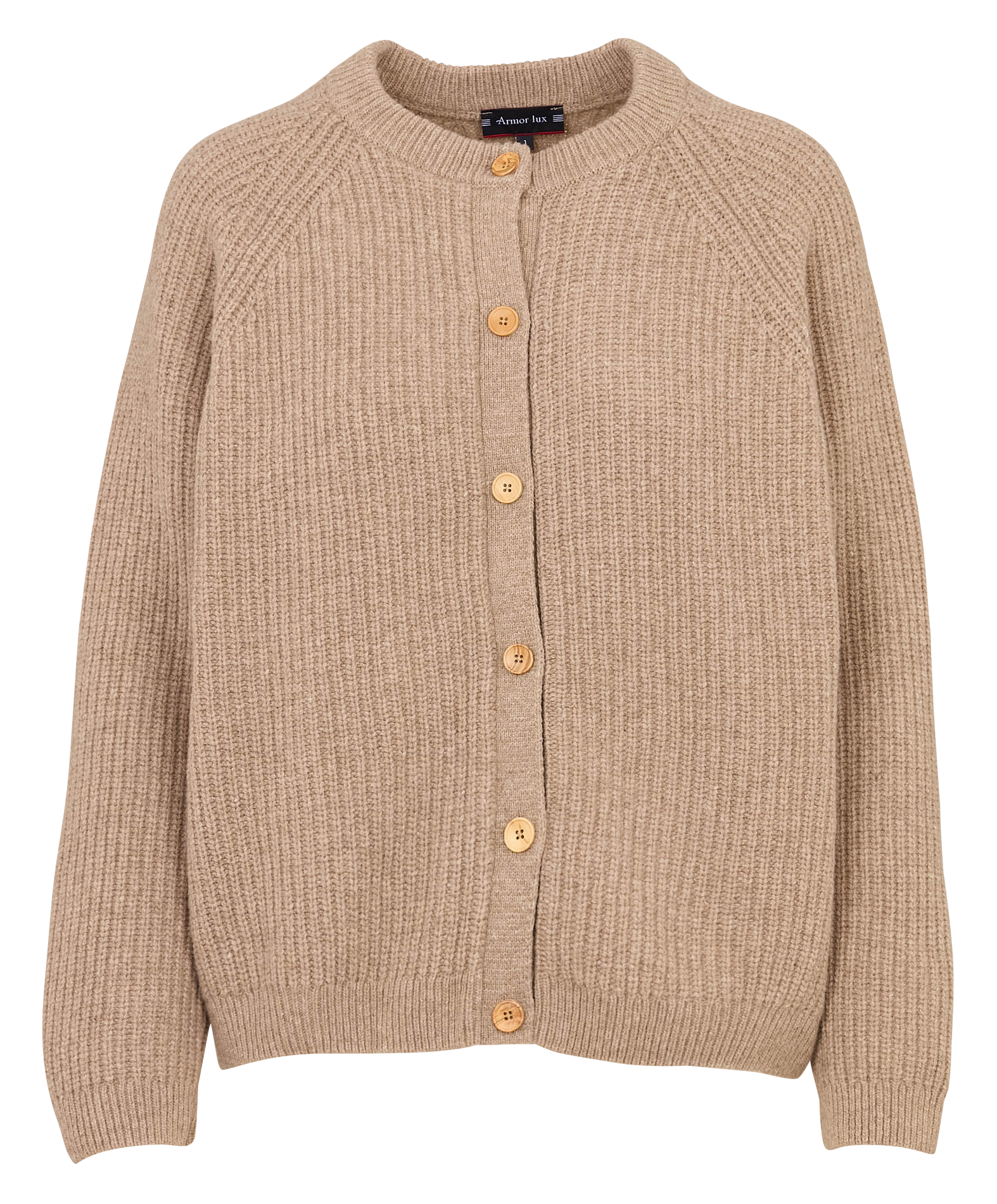 Cardigan boutonné en maille côtelée ARMOR-LUX Beige