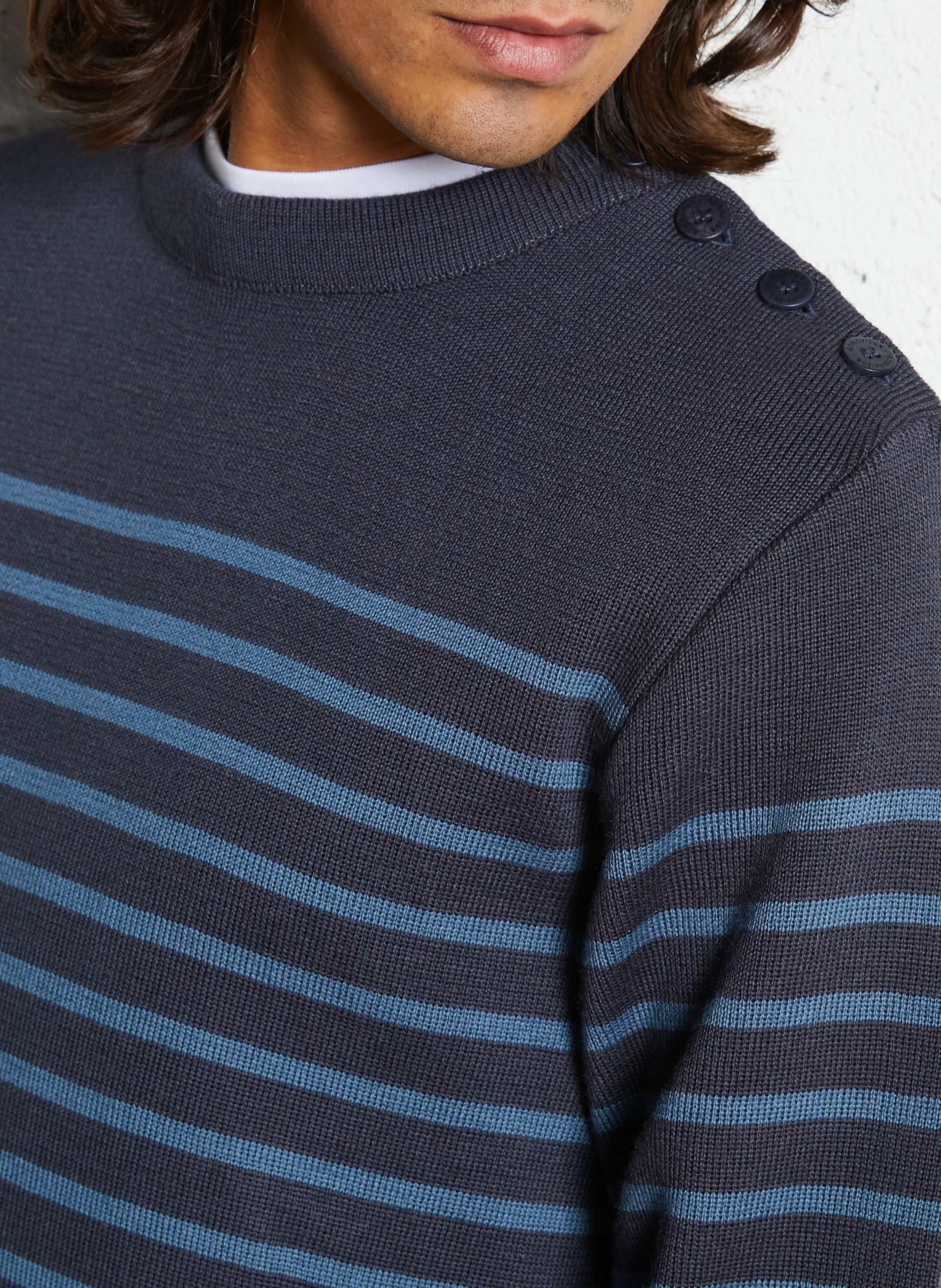 Pull col rond regular-fit en laine ARMOR-LUX Bleu