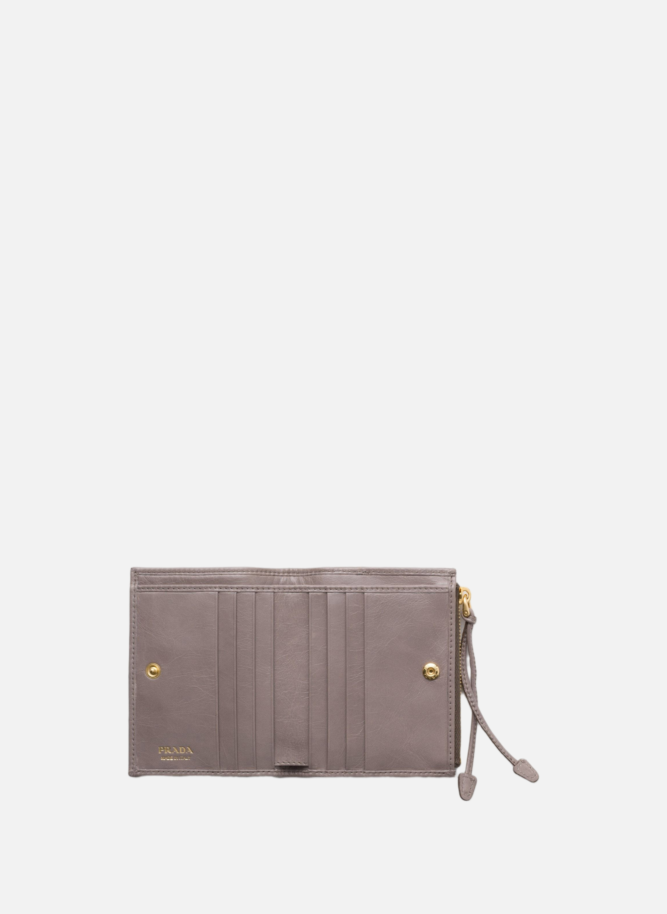 Petit portefeuille en cuir PRADA Gris