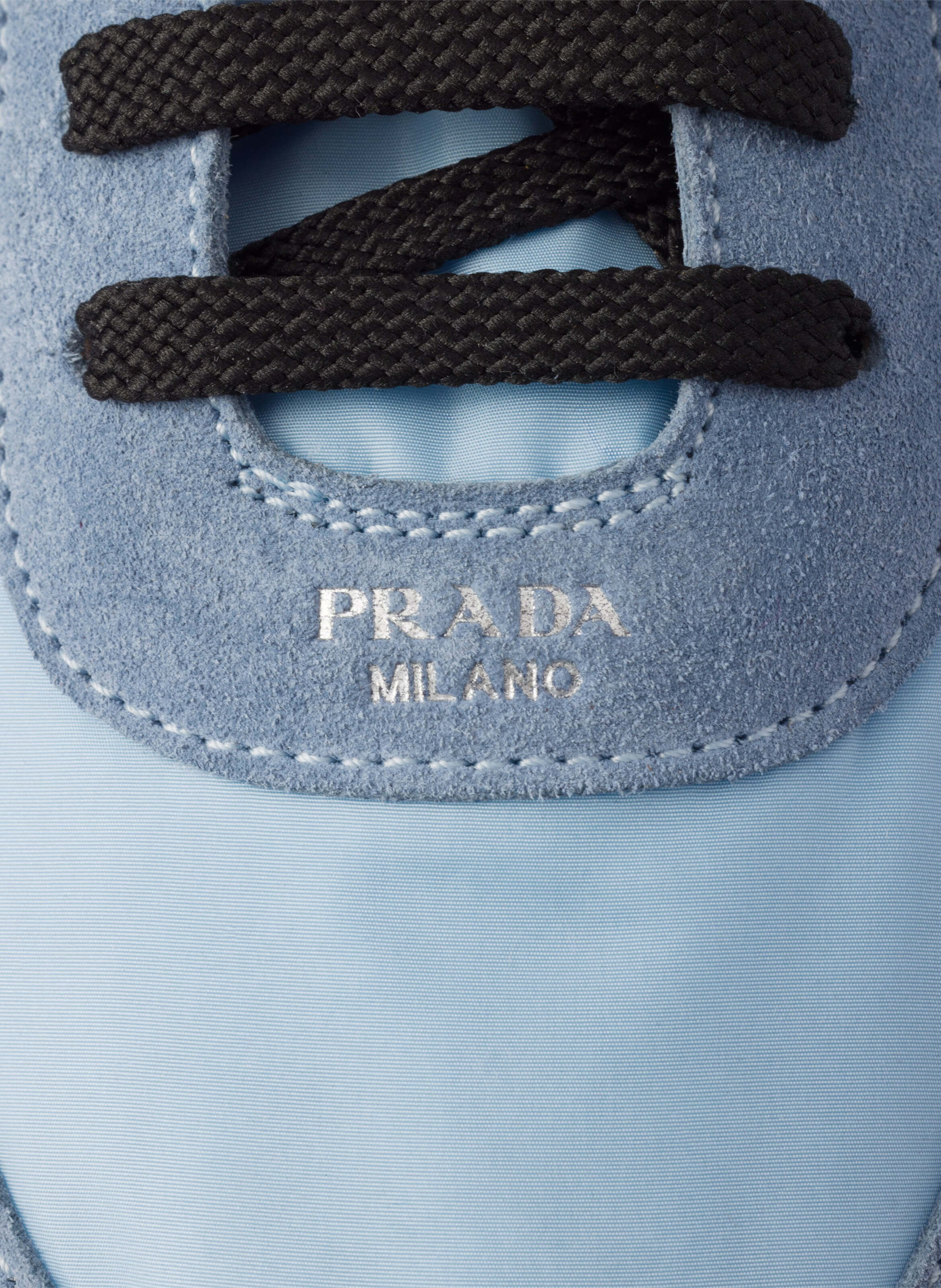 Sneakers élastiques collapse en re-nylon et veau v PRADA Bleu