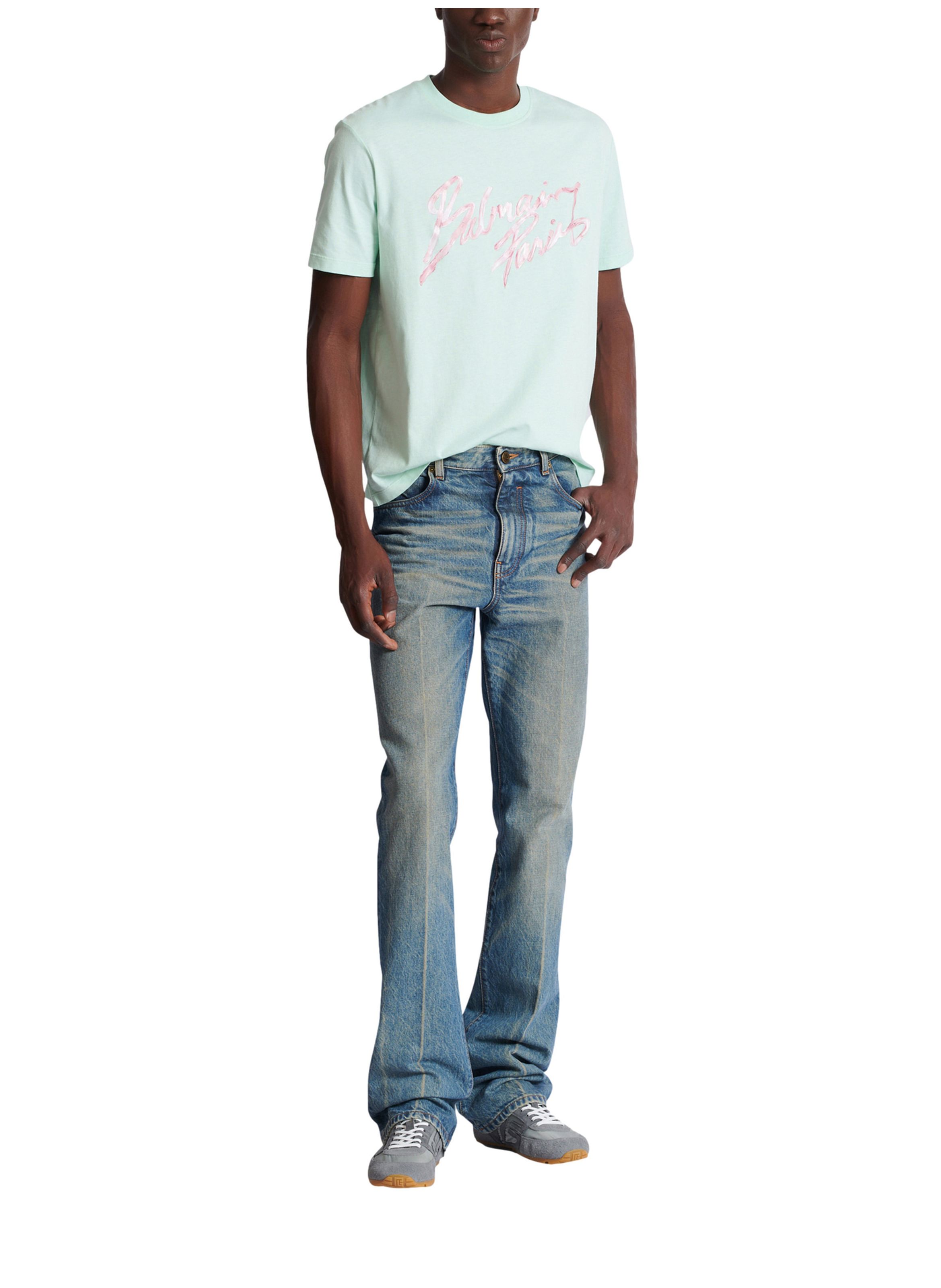 Pantalon droit jambe ajustée en denim vintage BALMAIN Bleu