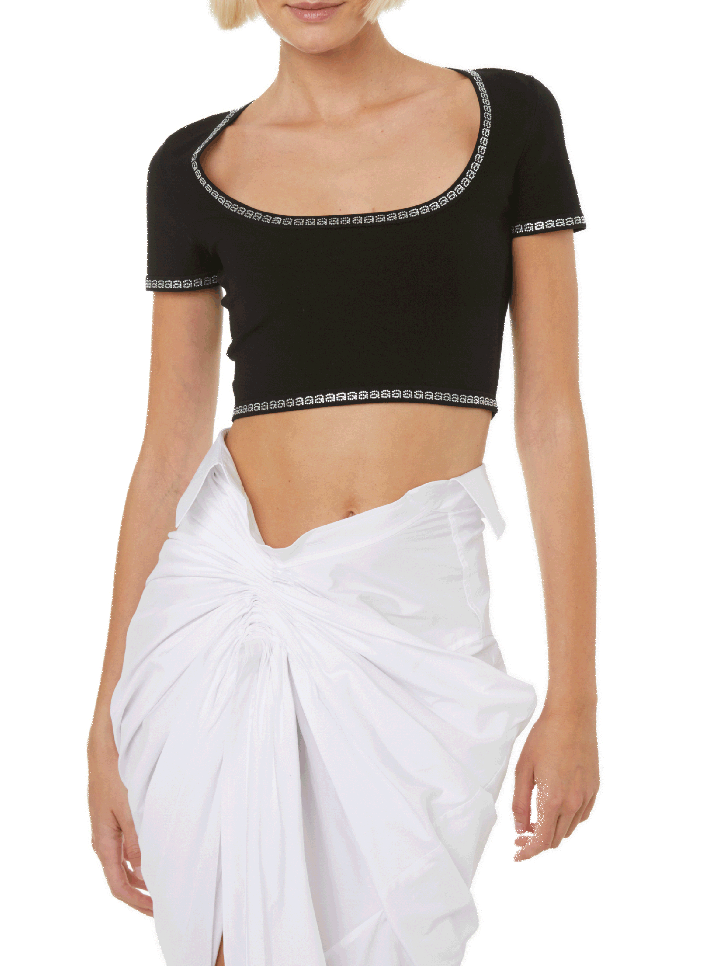 ALEXANDER WANG Crop top with rhinestones Black