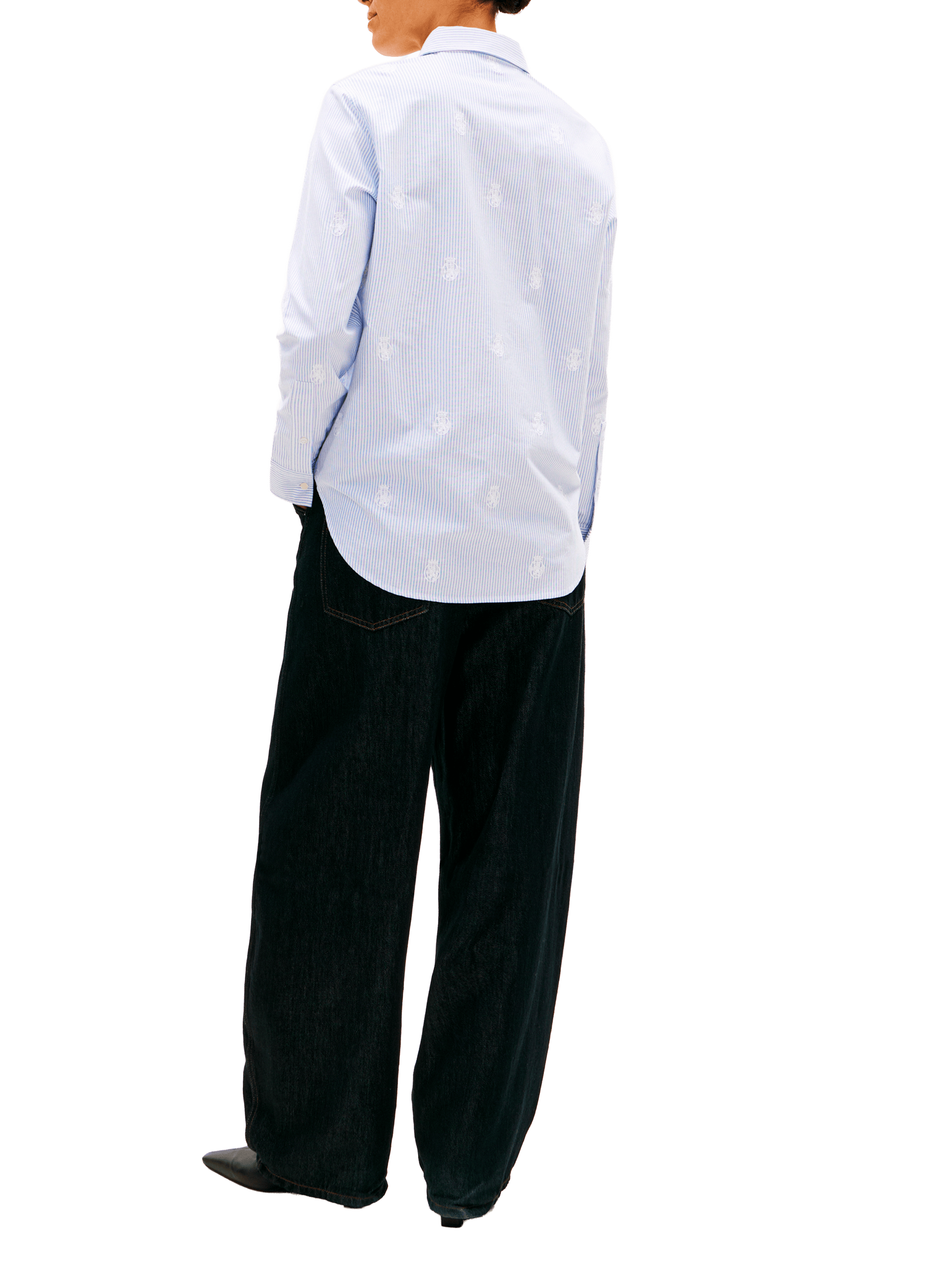 Chemise rayée avec broderie en coton TOMMY HILFIGER Bleu