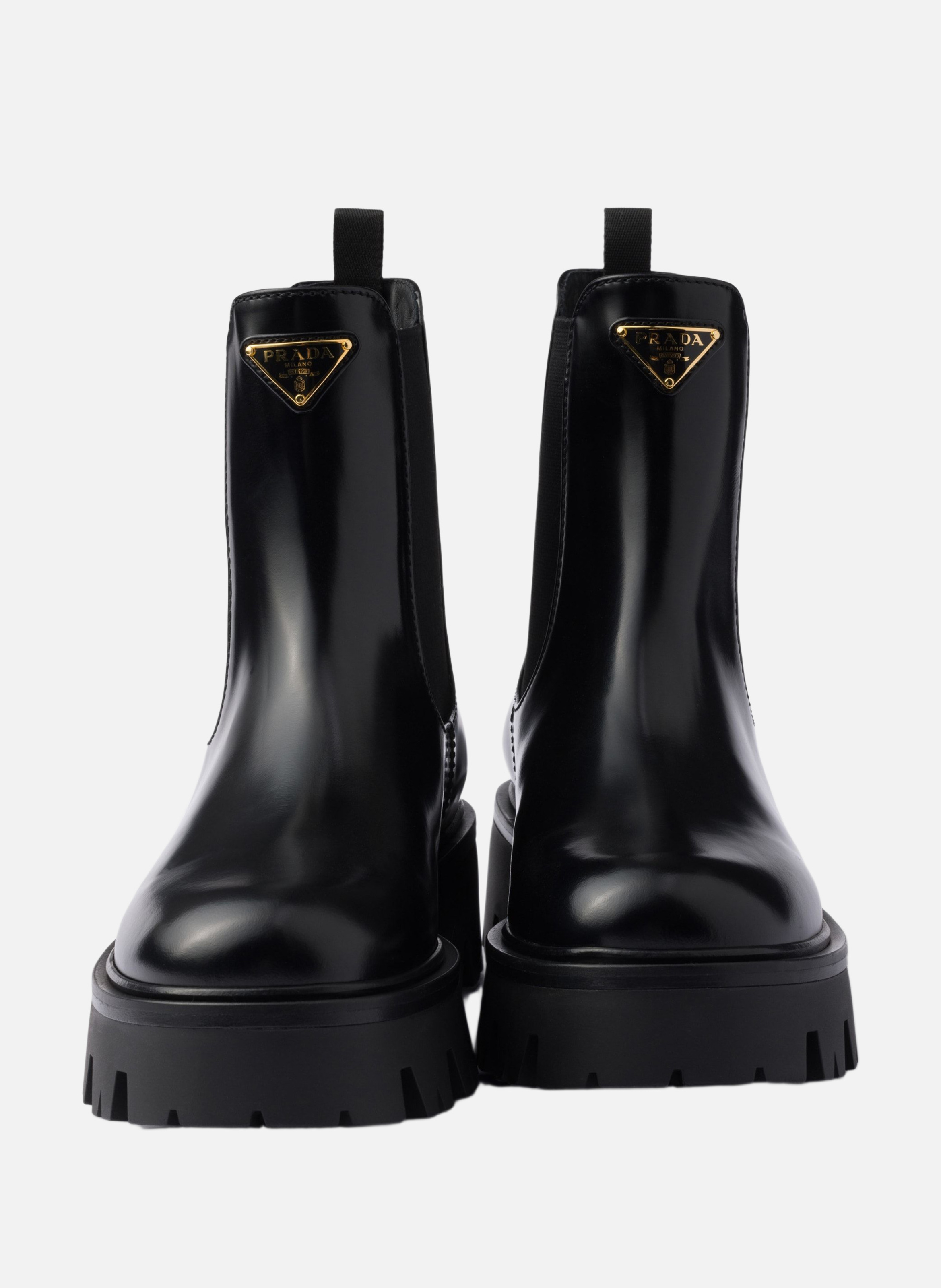 Bottines en cuir brossé PRADA Noir