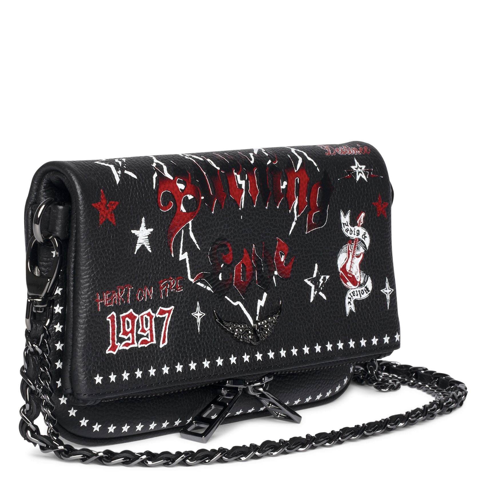 Pochette en cuir grainé rock nano ZADIG&VOLTAIRE Noir