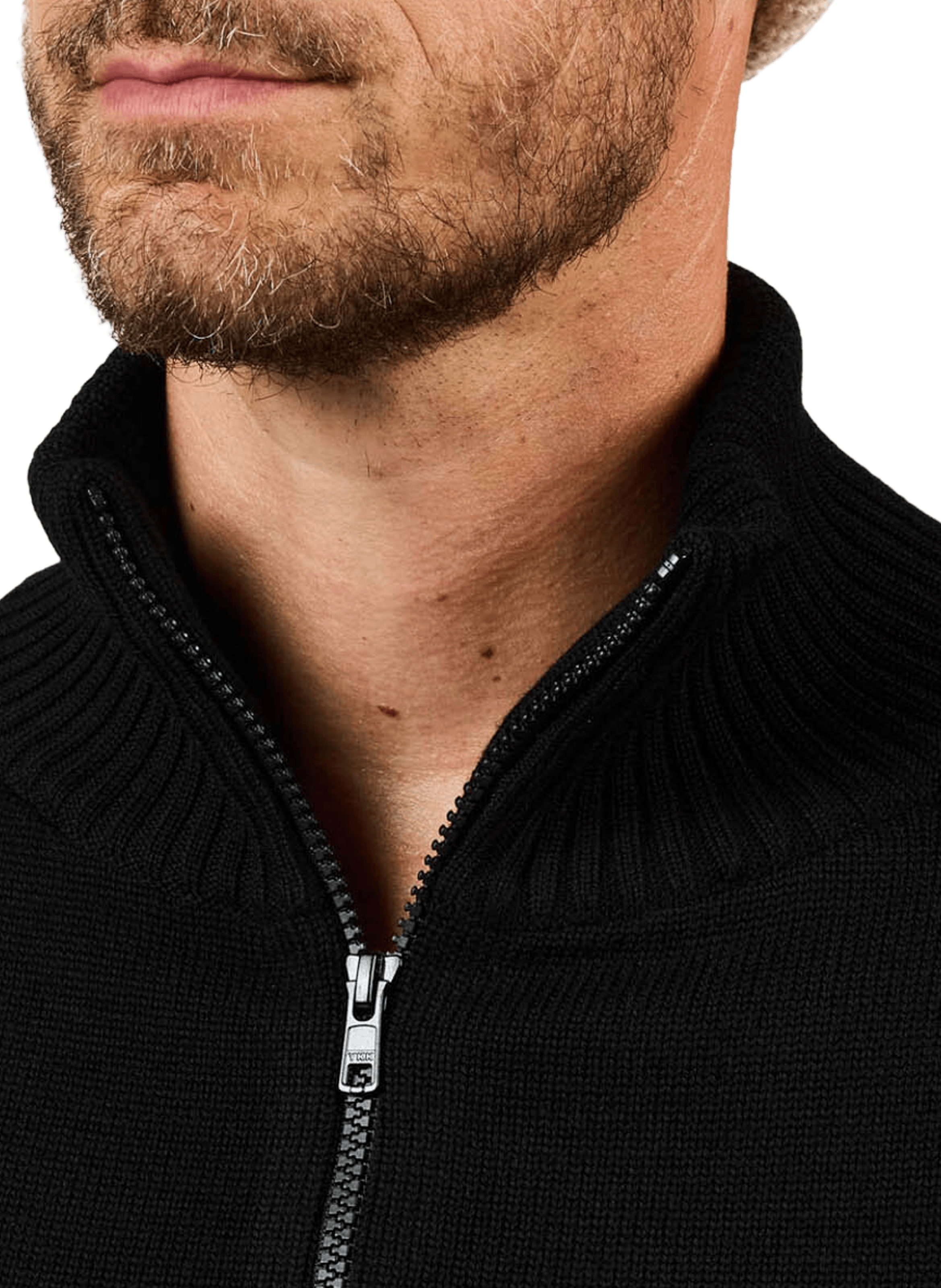 Sweat zippé à col montant en laine mérinos ROSSIGNOL Noir