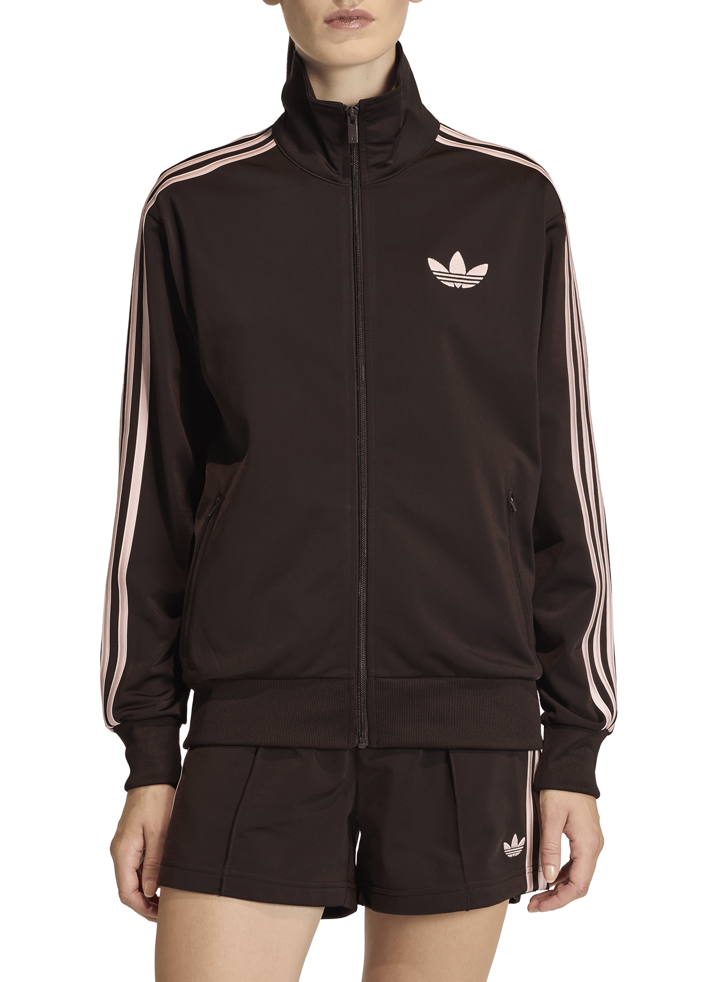 Zip-up track jacket with logo ADIDAS Brown