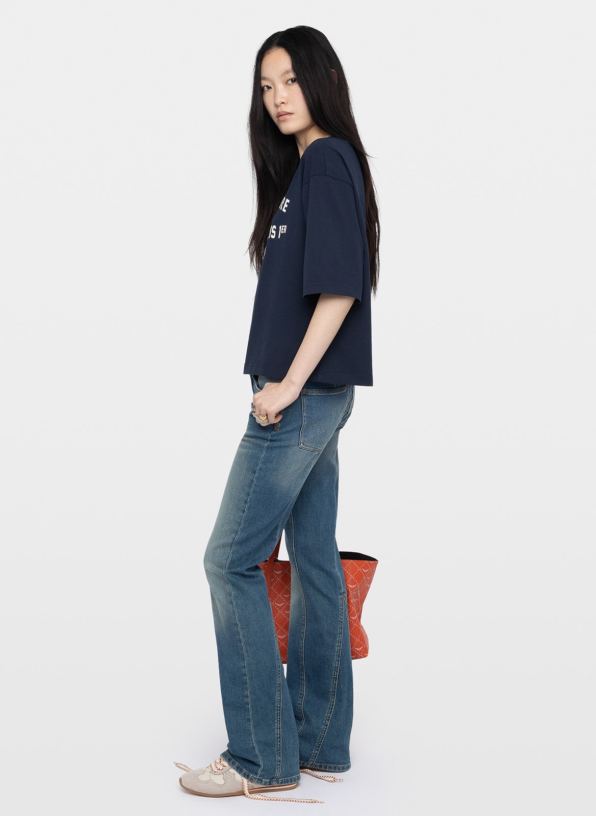 Tee-shirt droit en coton sérigraphié taida ZADIG&VOLTAIRE Bleu