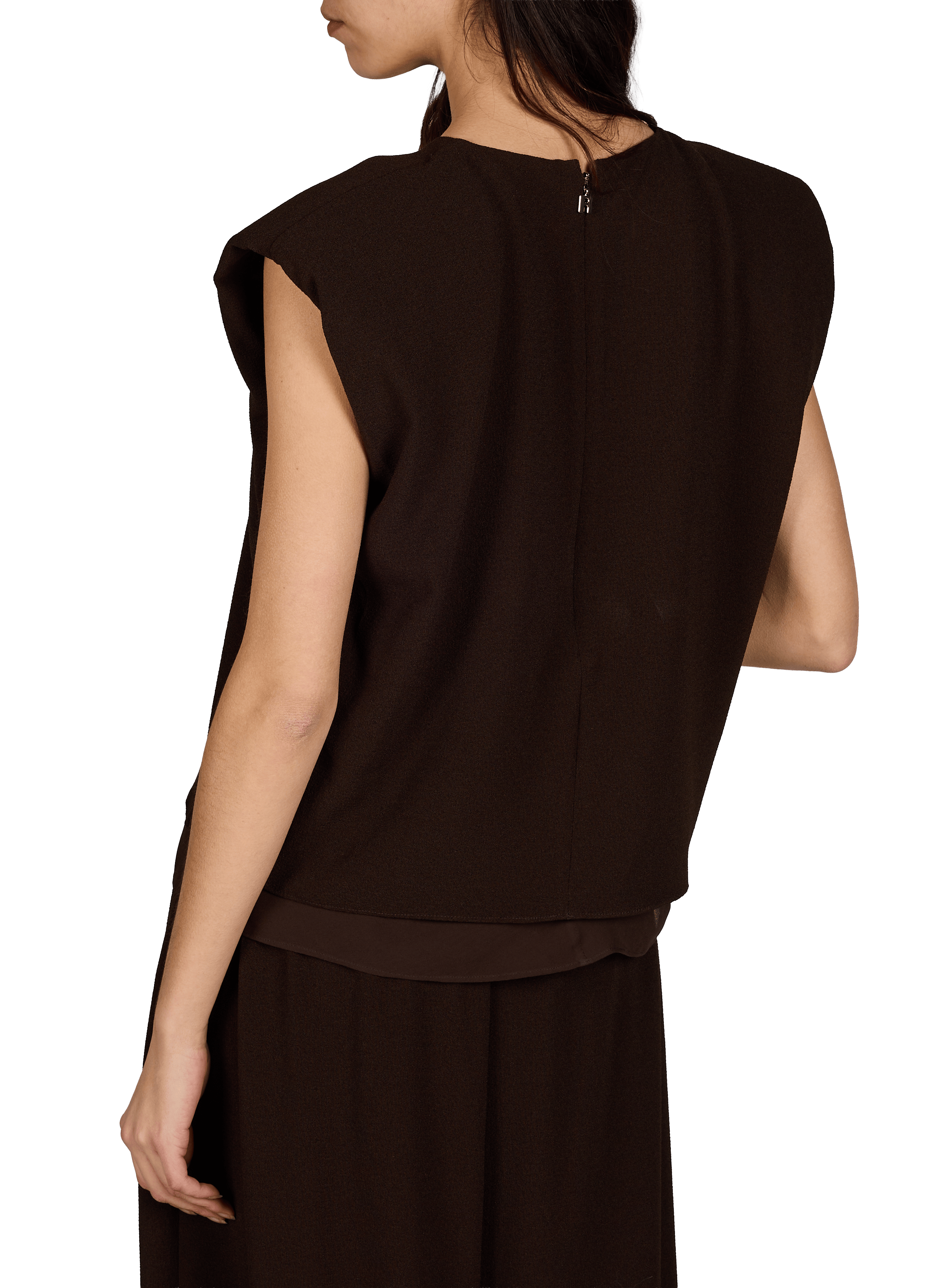 Top sans manches à col rond ROTATE Marron