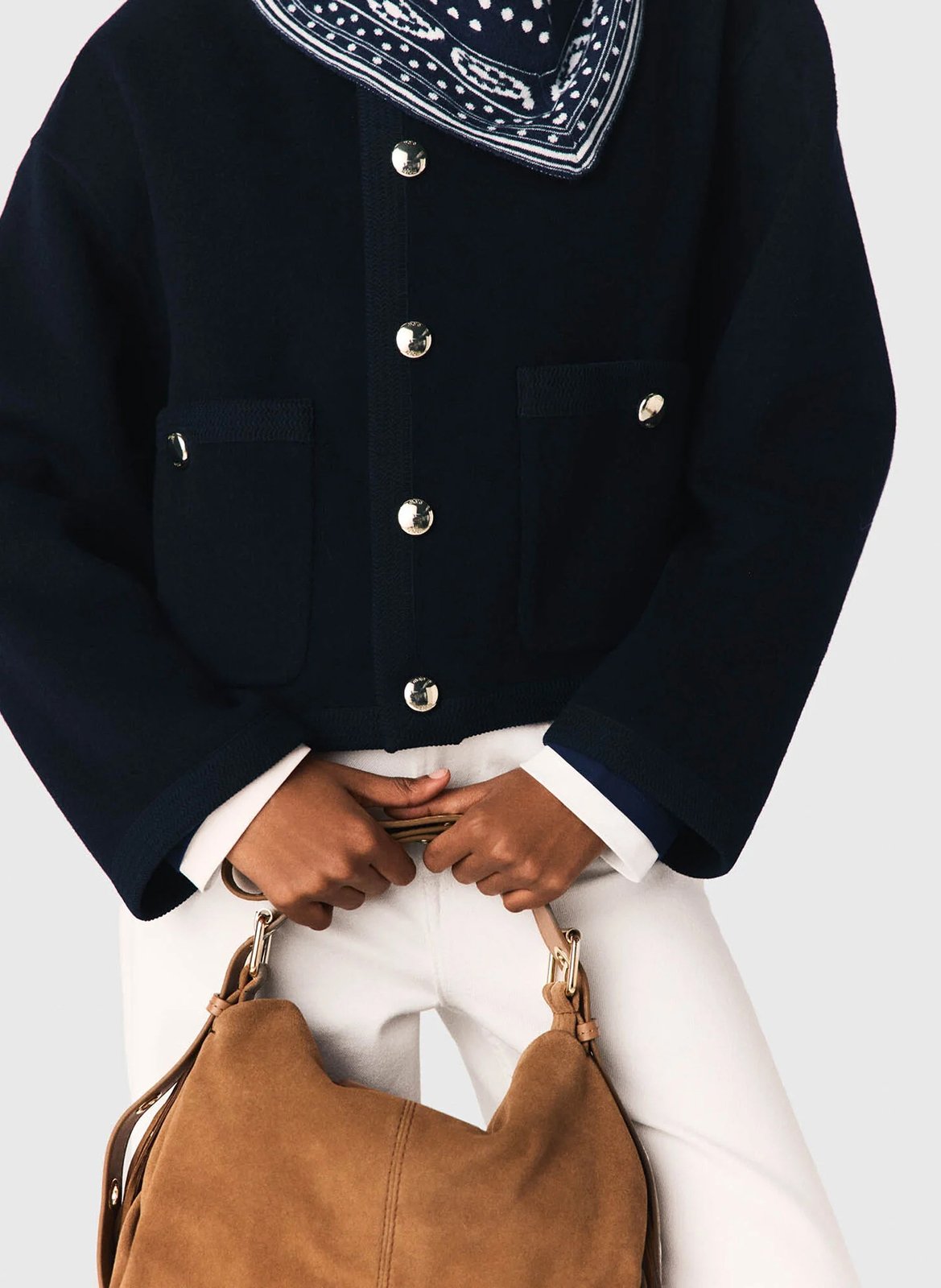 Veste ample boutonnée en laine mélangée MAJE Bleu