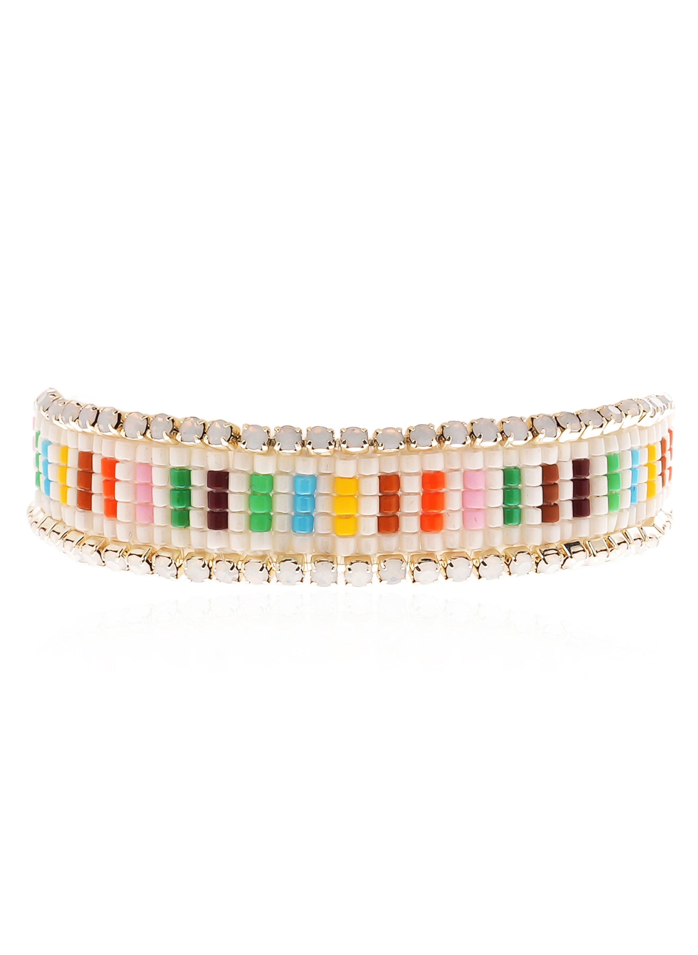 Bracelet reglable perles tissées colorées safie HIPANEMA Blanc