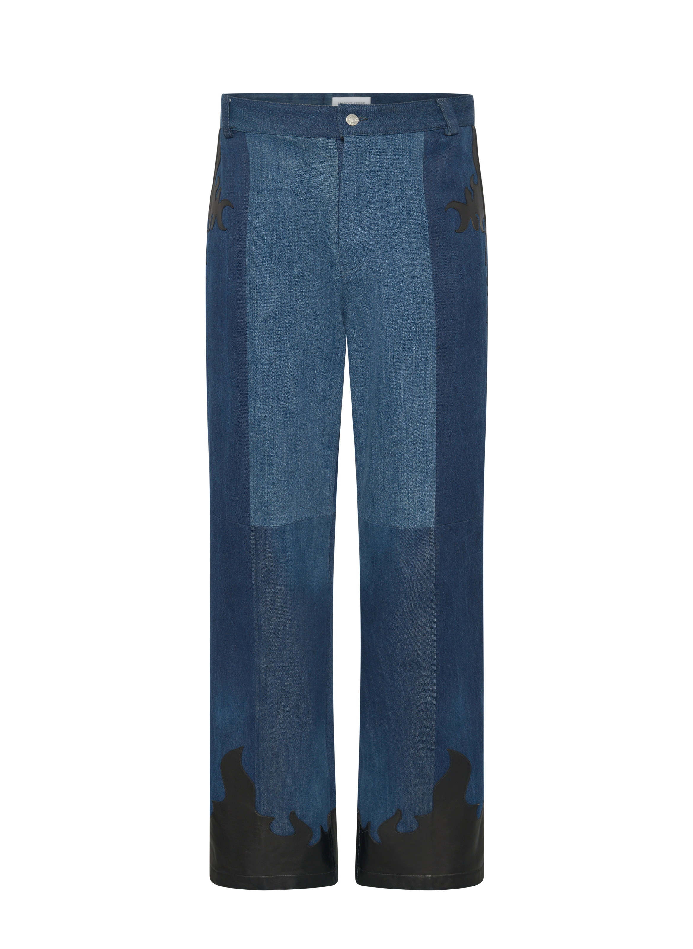 Baggy jeans van upcycled denim met leren accenten MARINE SERRE Blauw