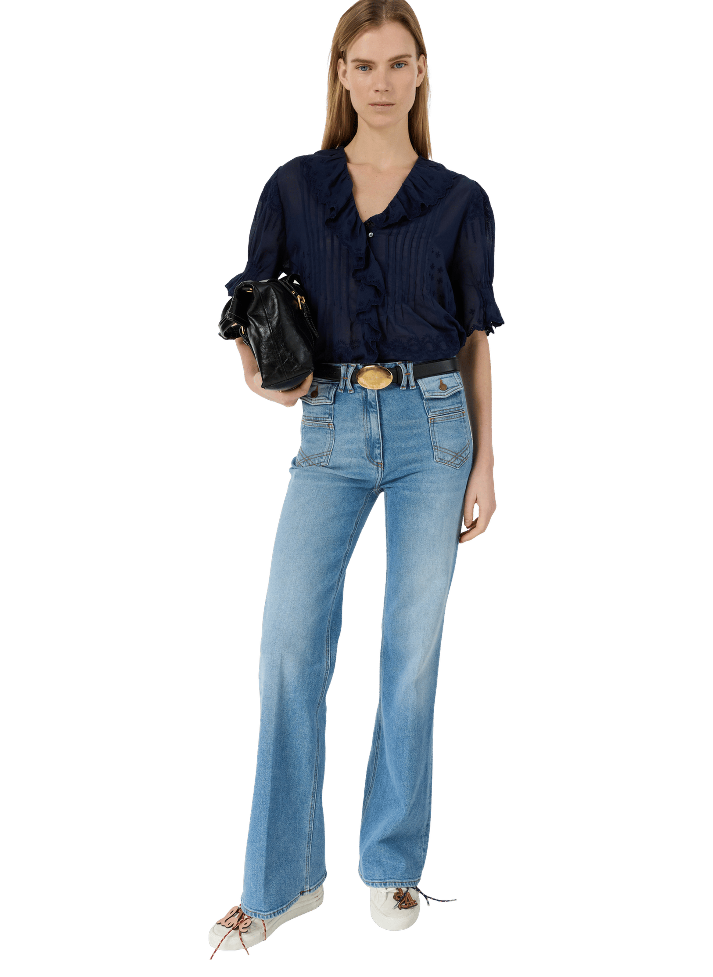 Chemise brodée en voile de coton - ceylia GERARD DAREL Bleu