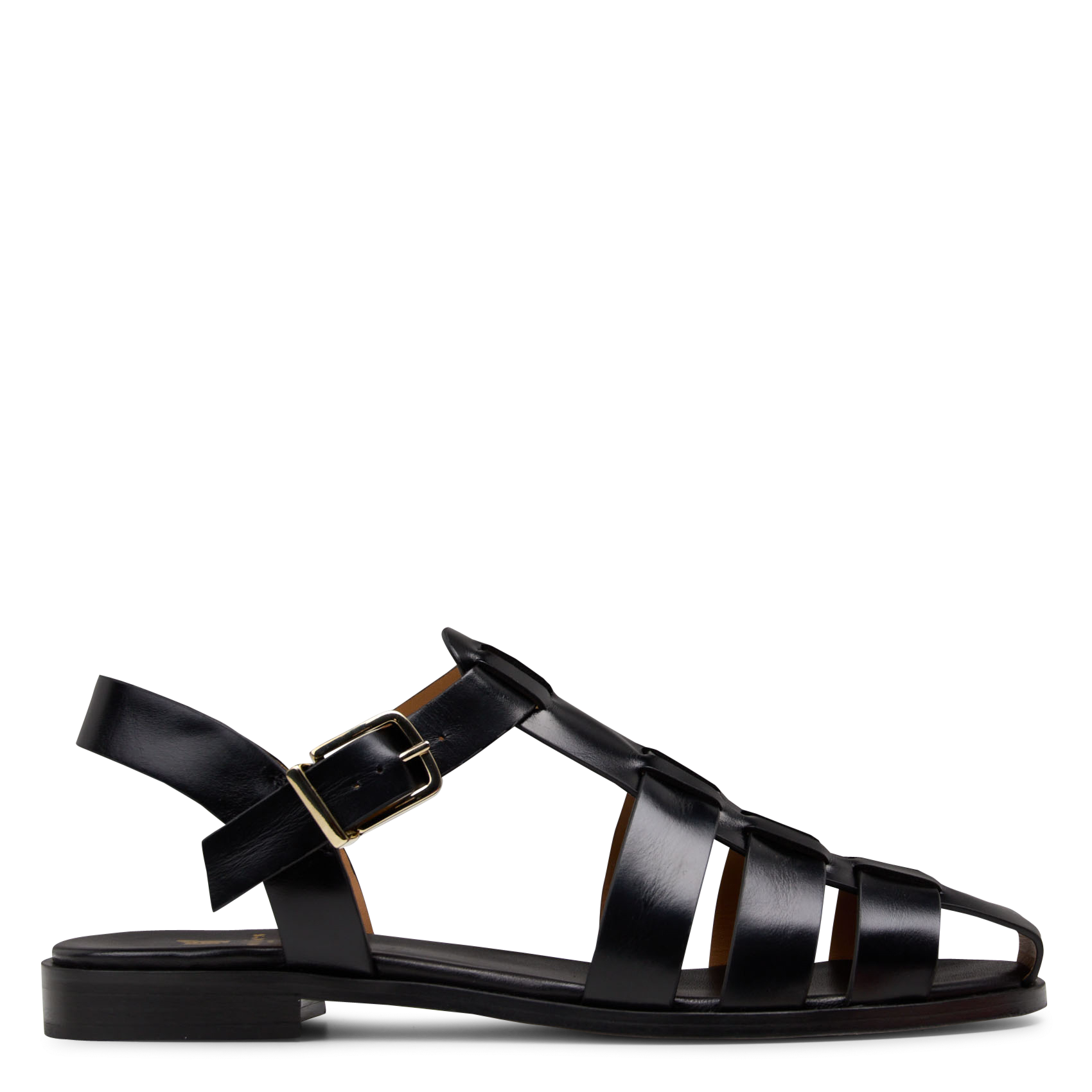 Sandales plates en cuir romane BOBBIES Noir