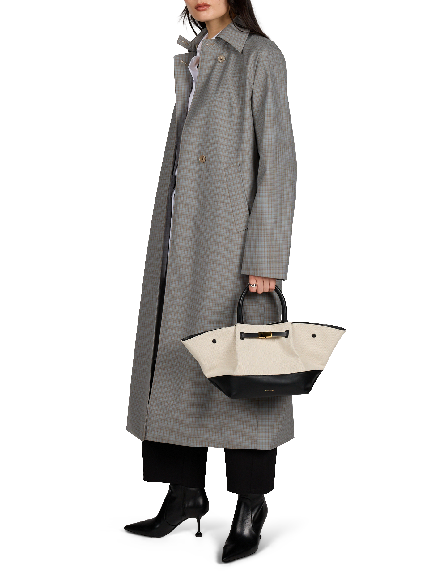 Midi New York Handtasche aus Raffia DEMELLIER LONDON Beige