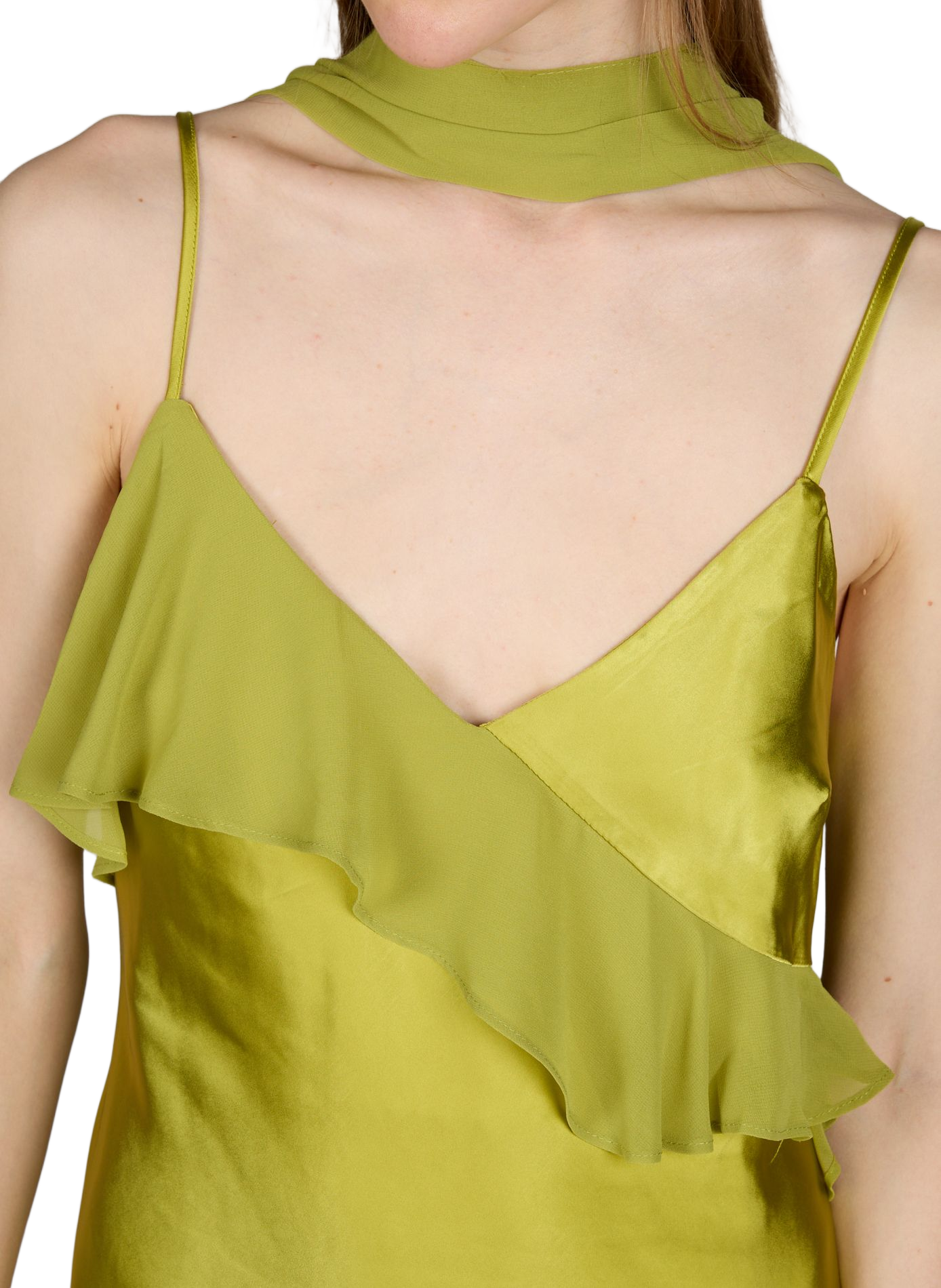 Robe sans manches évasée et satinée TOPSHOP Vert