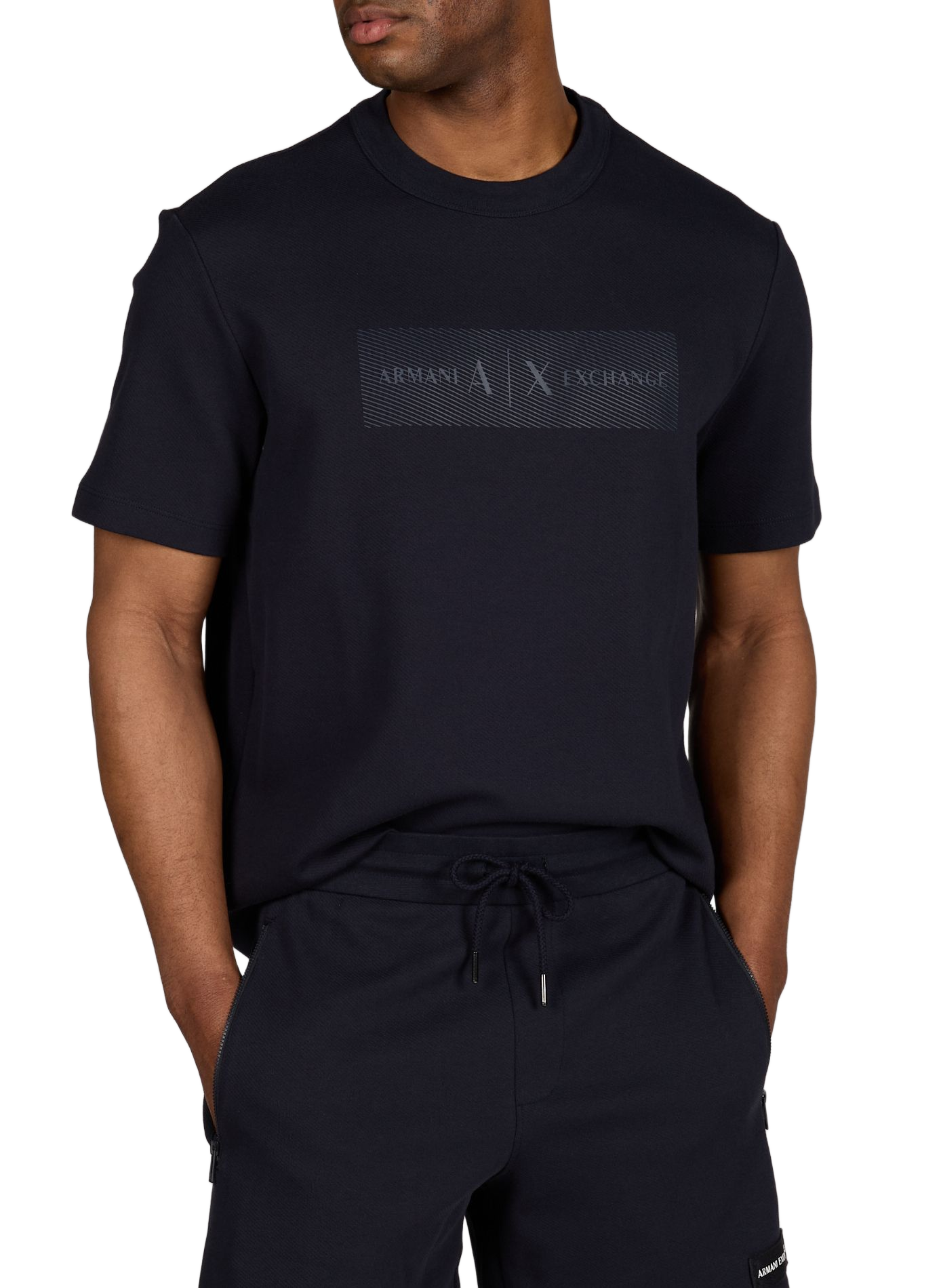 T-shirt col rond en coton ARMANI EXCHANGE Bleu