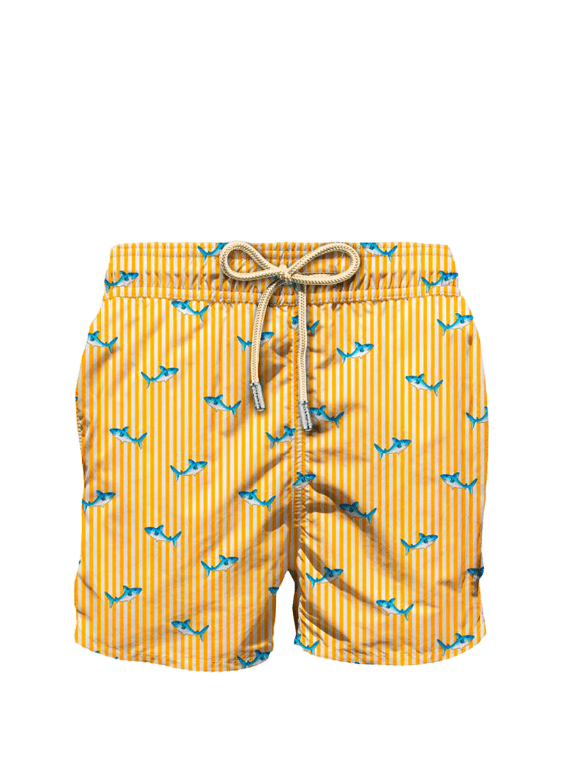 Stretch swim shorts with floral print MC2 SAINT BARTH Yellow