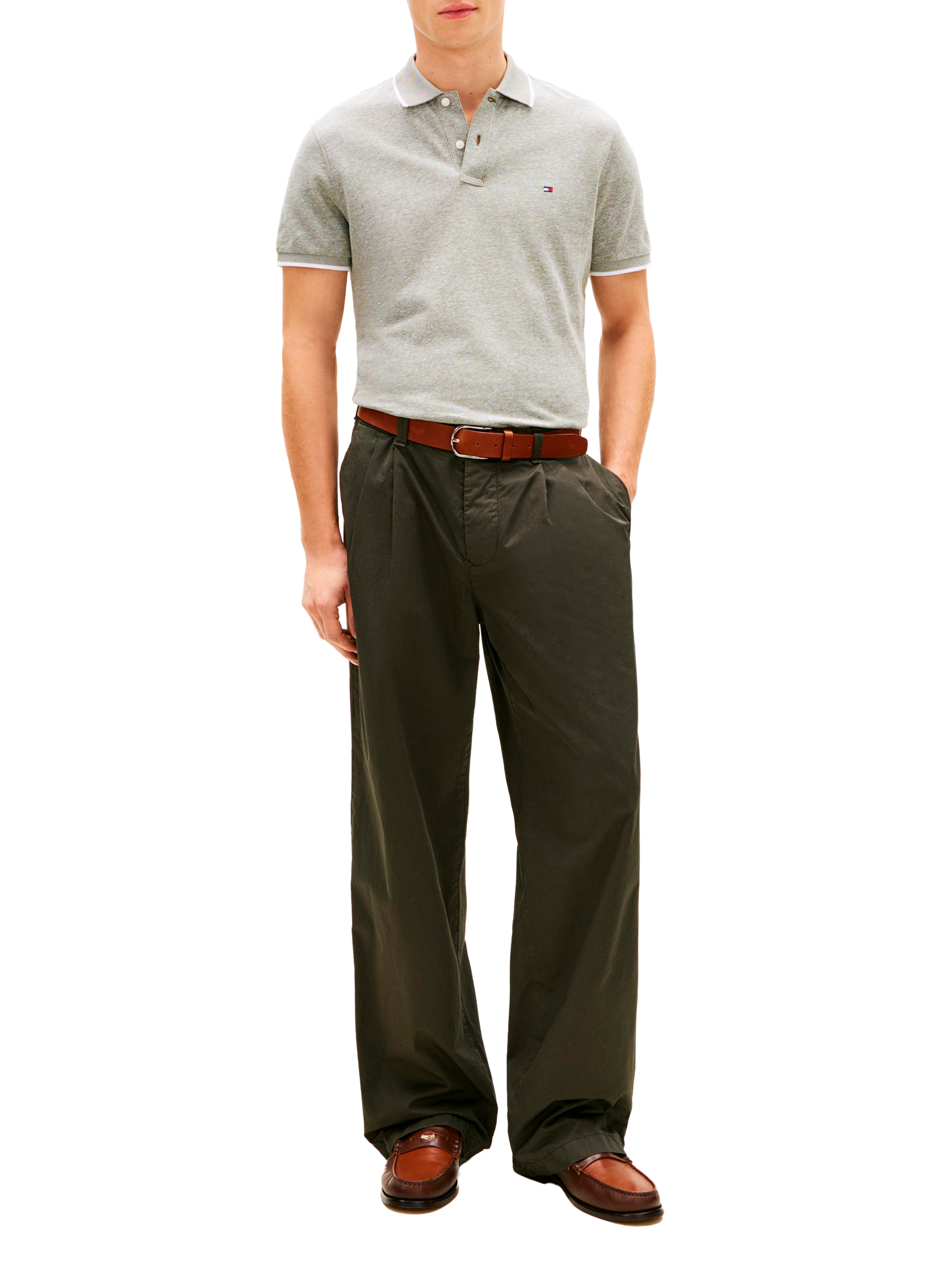 Polo en coton et lin TOMMY HILFIGER Vert