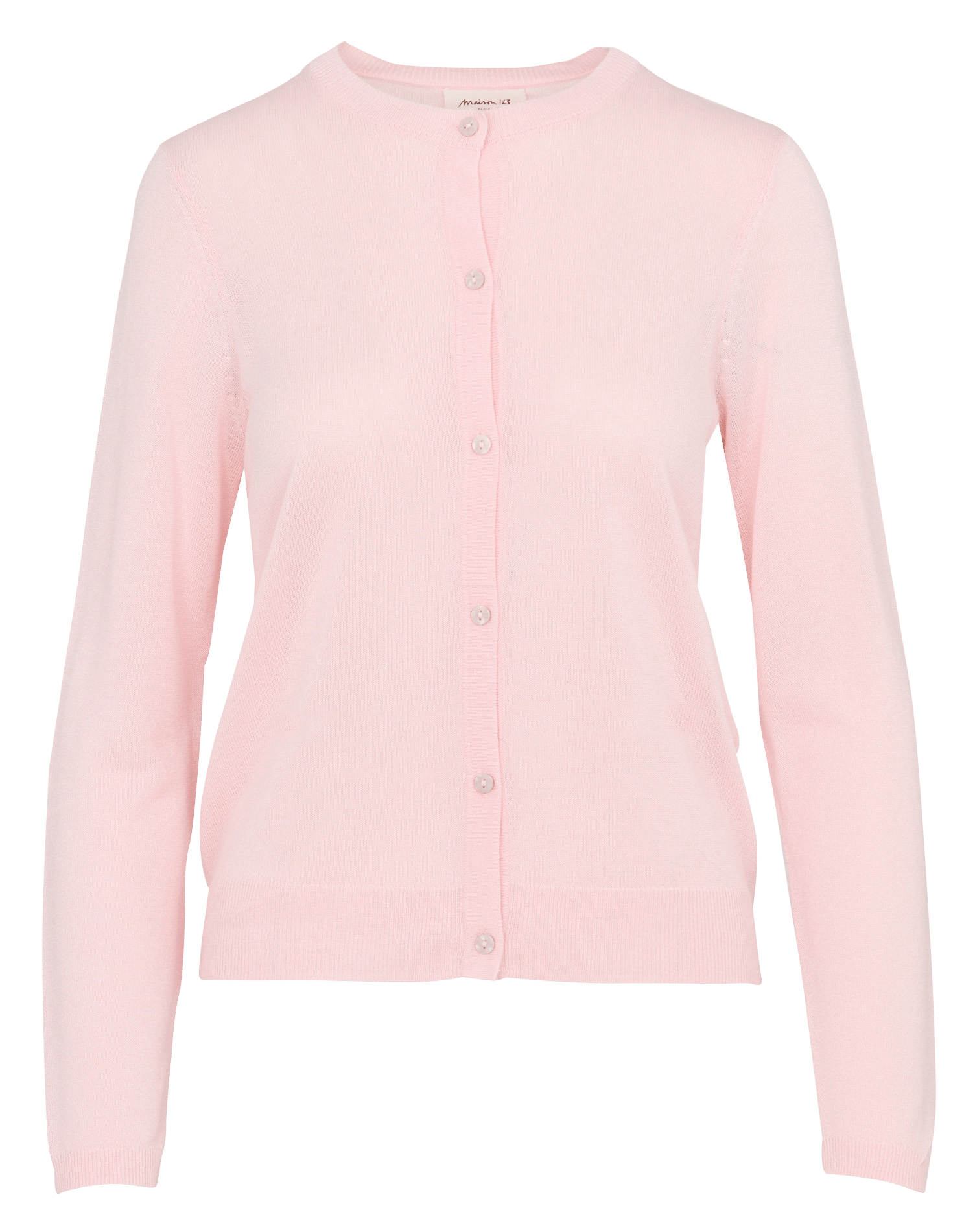 Gilet droit col rond en maille mélangée paprika MAISON 123 Rose