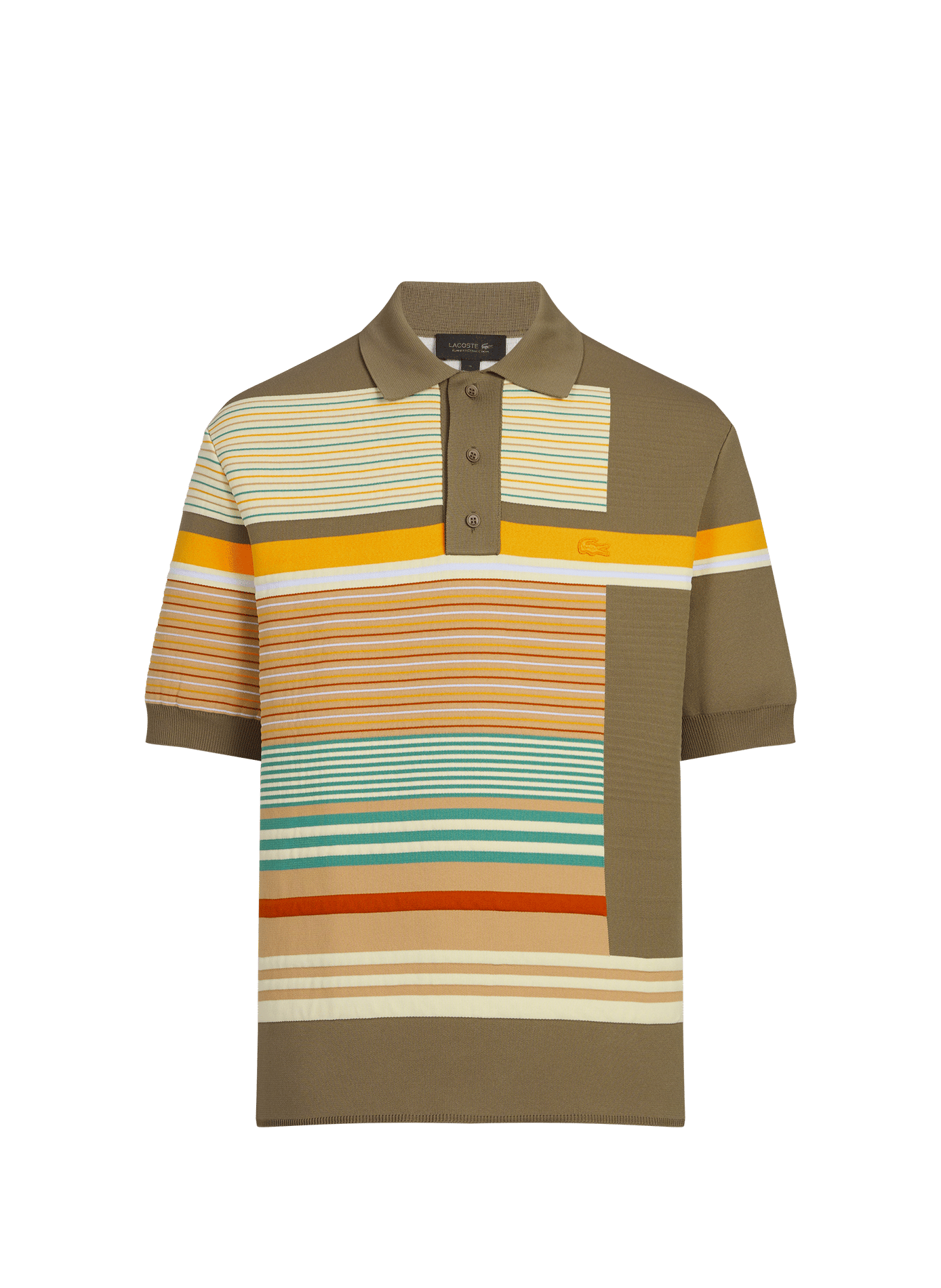 Pull à col polo en maille épaisse rayée LACOSTE Multicolore