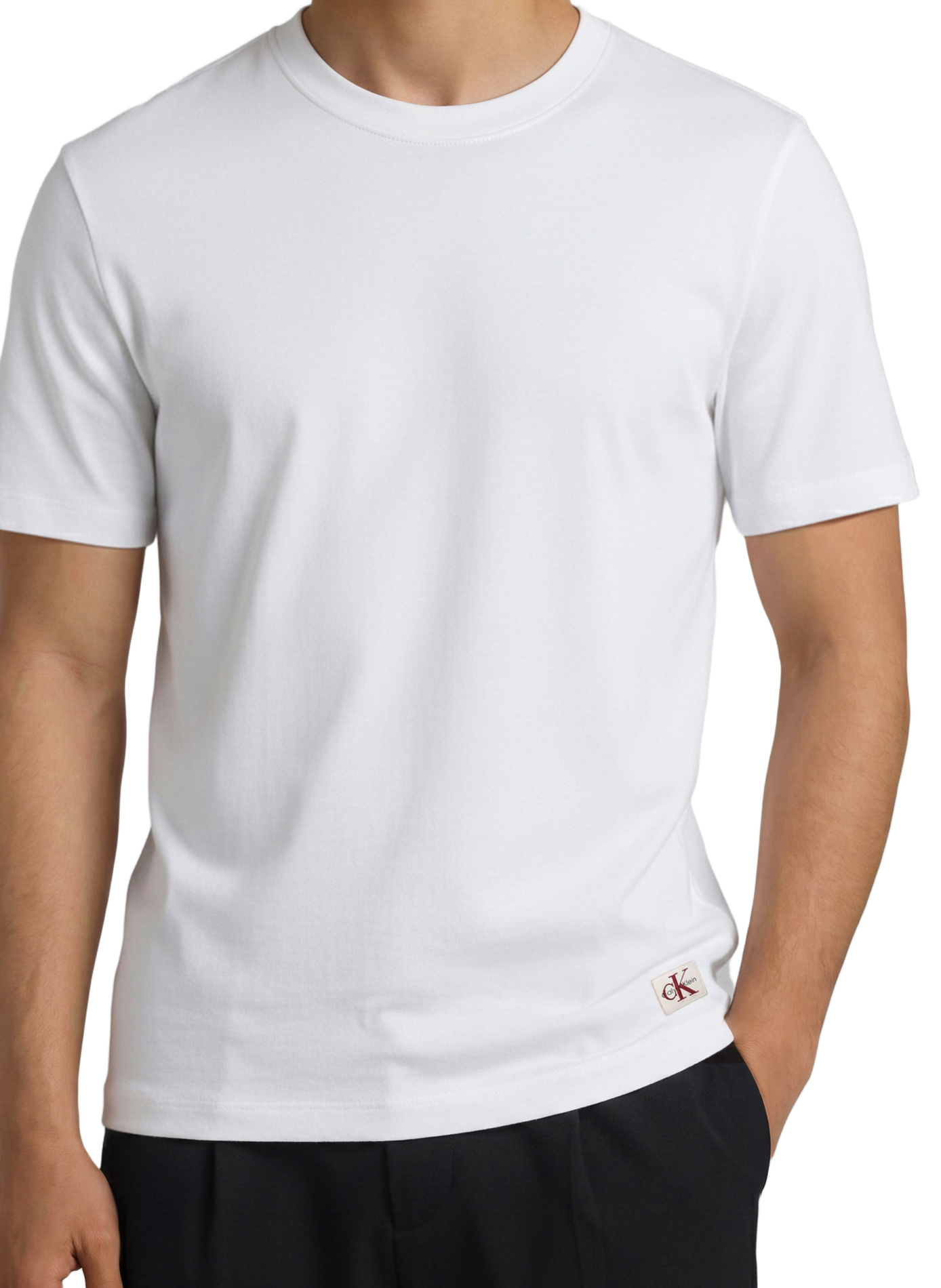 Plain round neck t-shirt in blended cotton CALVIN KLEIN White