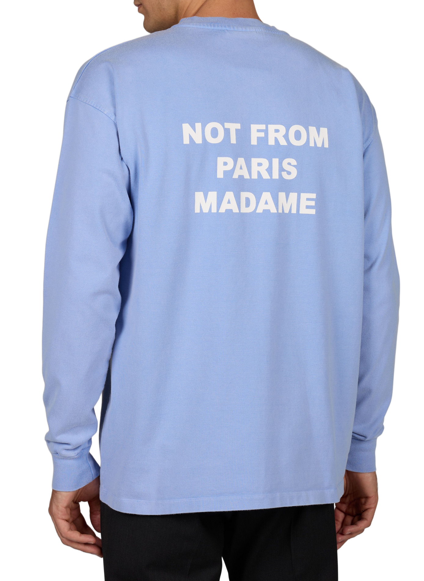 Long-sleeved T-shirt with slogan print on the back in cotton. DROLE DE MONSIEUR Blue