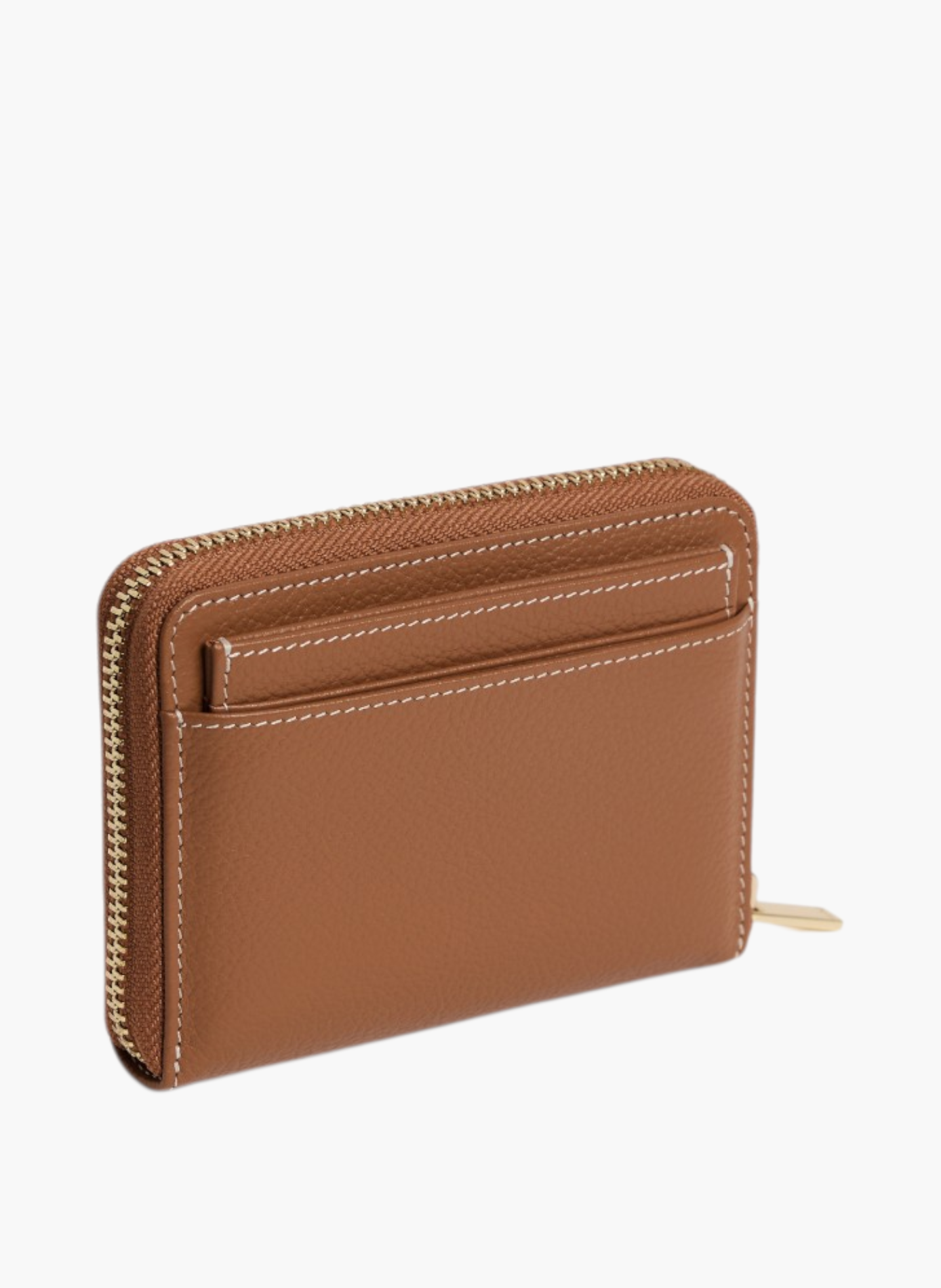 Porte monnaie zippé avec porte cartes amovible albertine en cuir grainé LE TANNEUR Marron