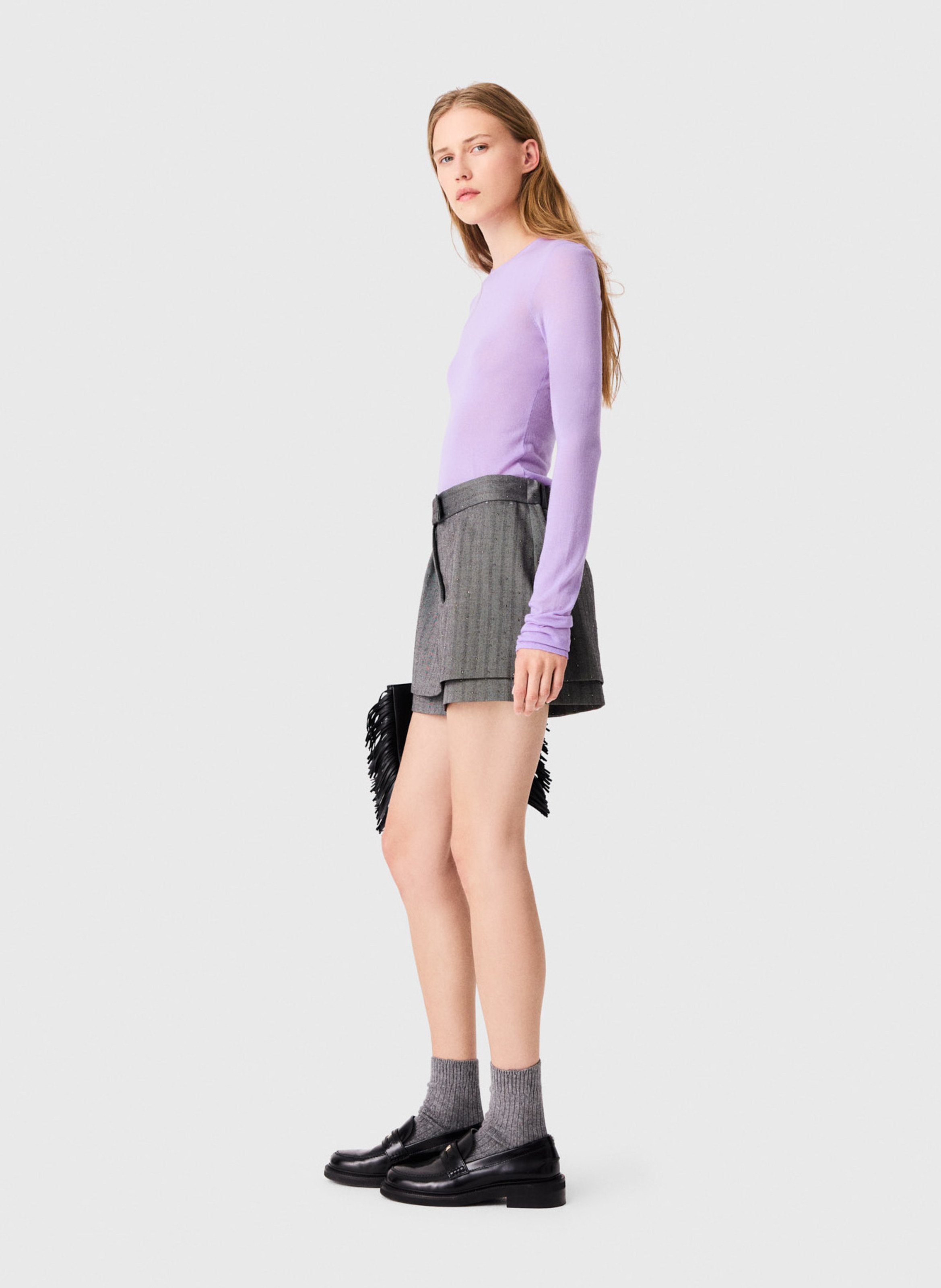 Jupe courte strassée MAJE Gris