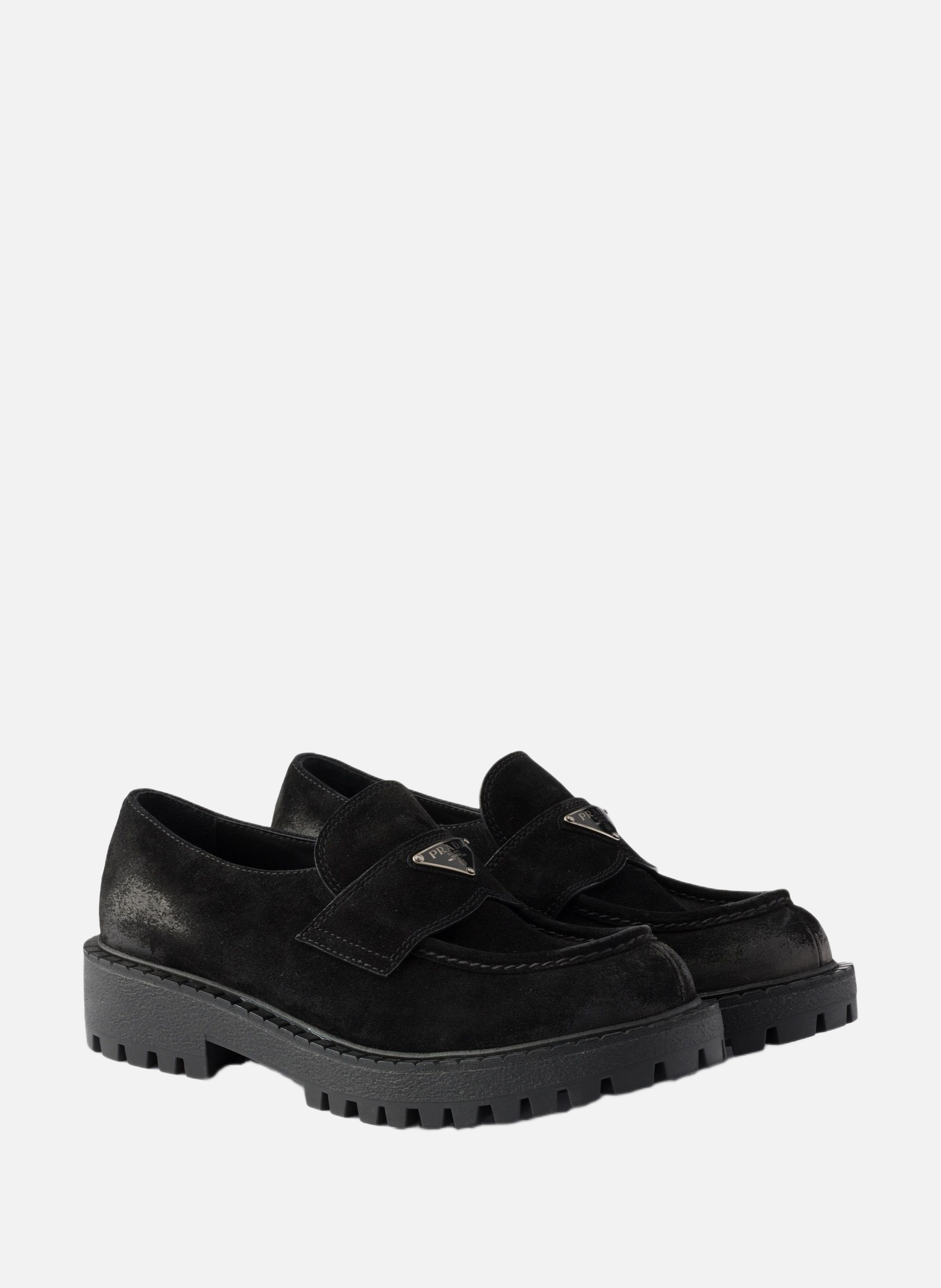 Mocassins en veau velours vieilli PRADA Noir