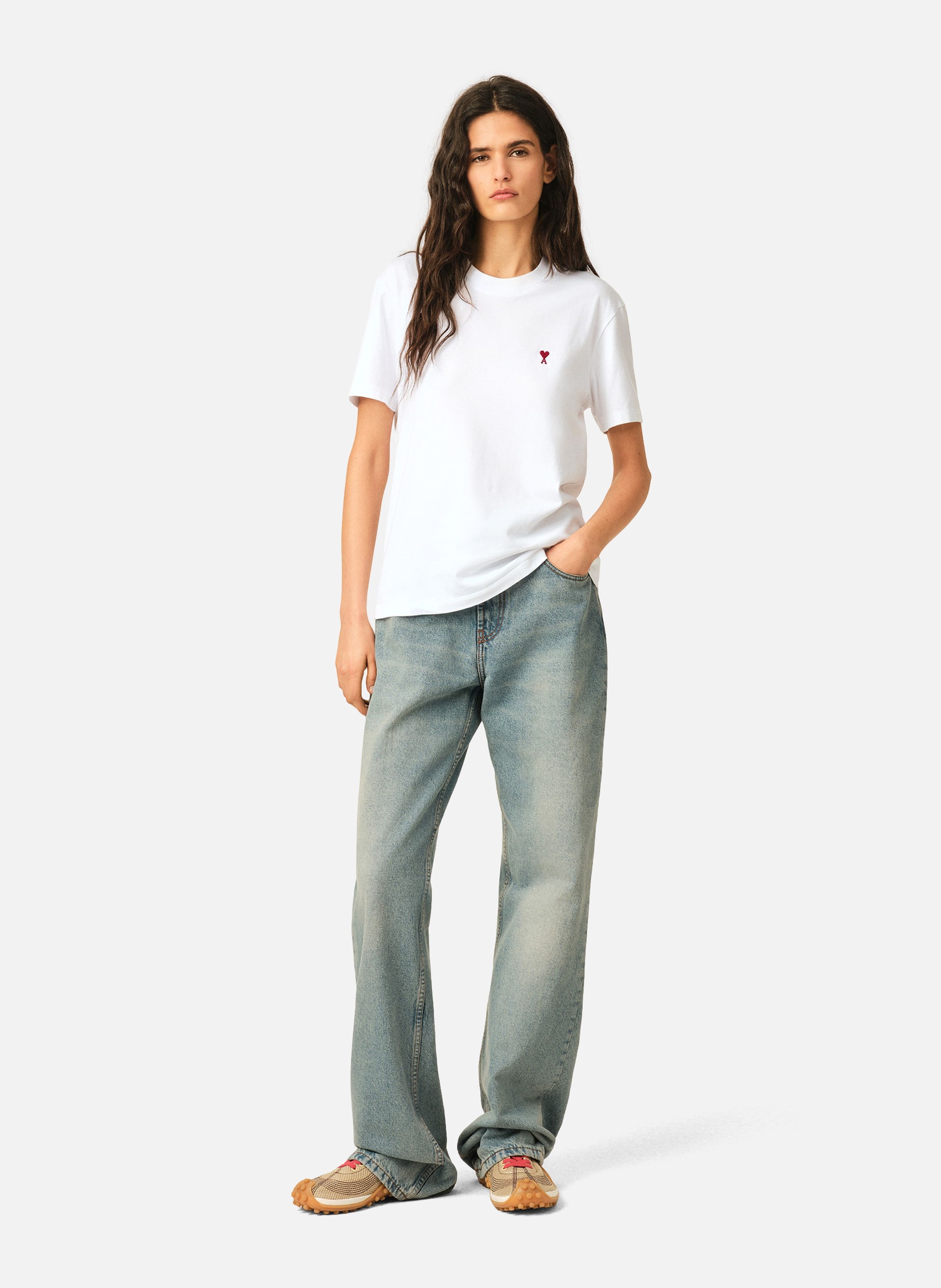 T-shirt ami de coeur rouge unisexe AMI PARIS Blanc
