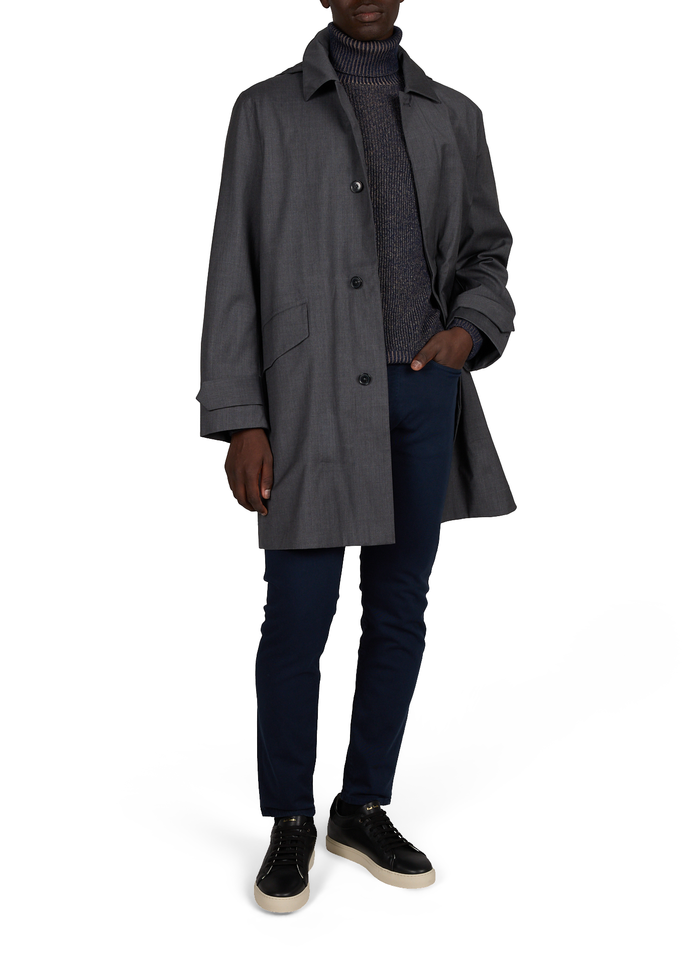 Manteau uni long en laine PAUL SMITH Gris