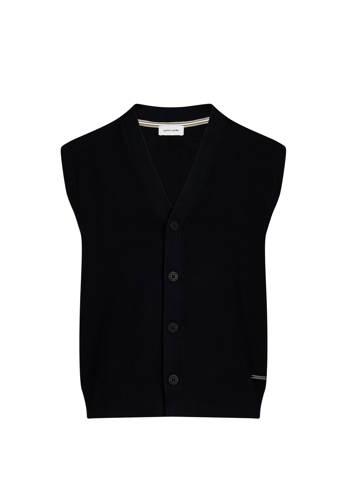Rechte katoenmix vest met V-hals PIERRE CARDIN Zwart