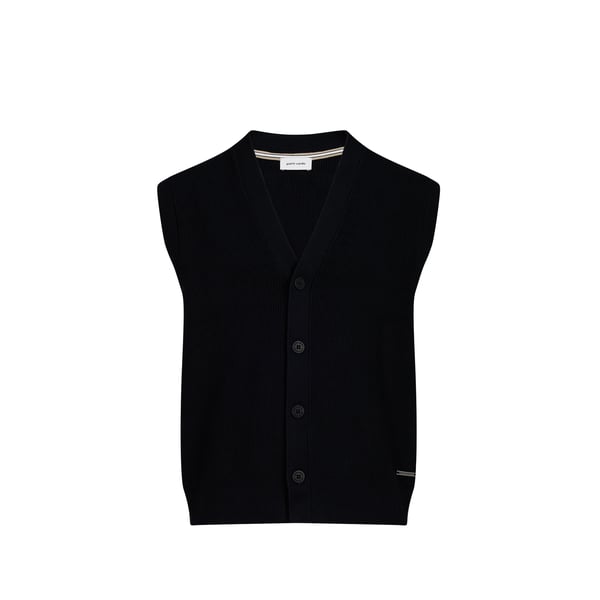 Gilet droit encolure V en coton mélangé Gilet droit encolure V en coton mélangé