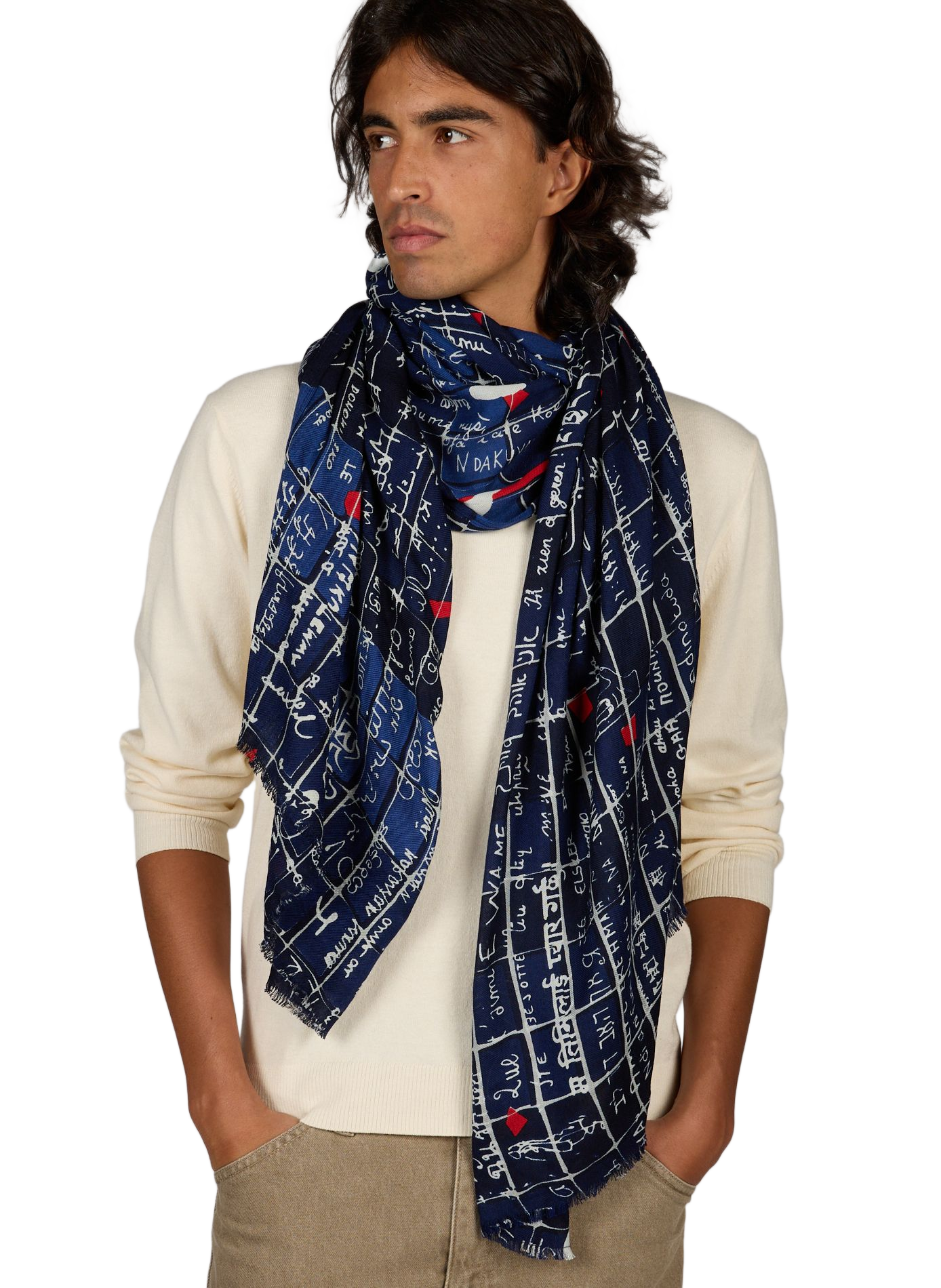 LOVE printed wool blend scarf PETRUSSE Multicolour