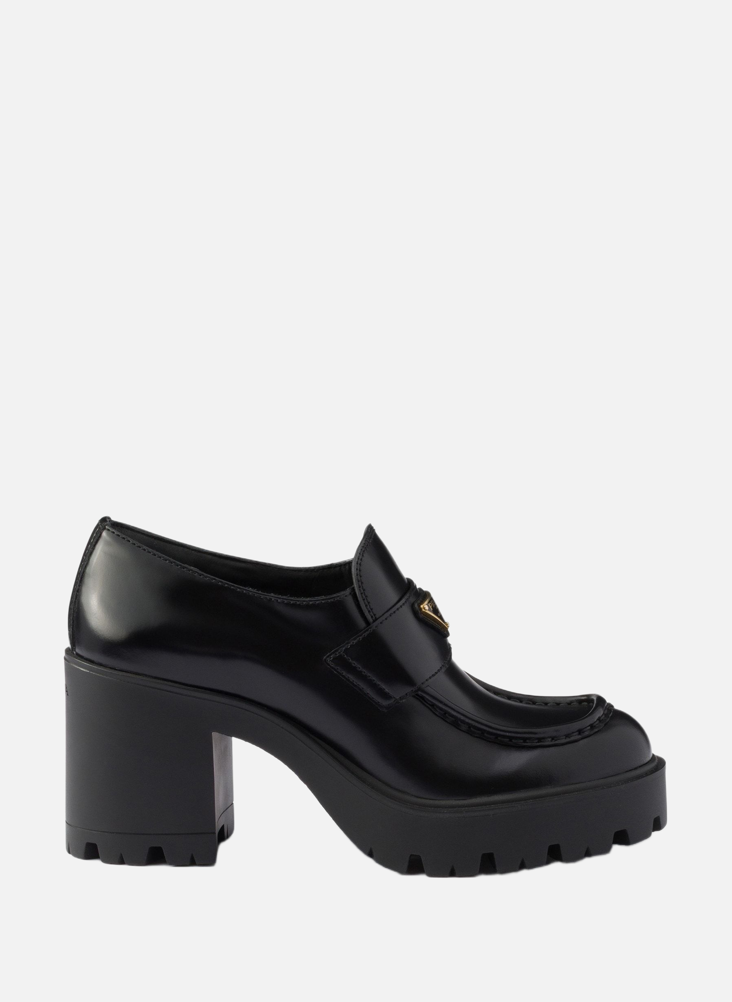 Mocassins en cuir brossé PRADA Noir
