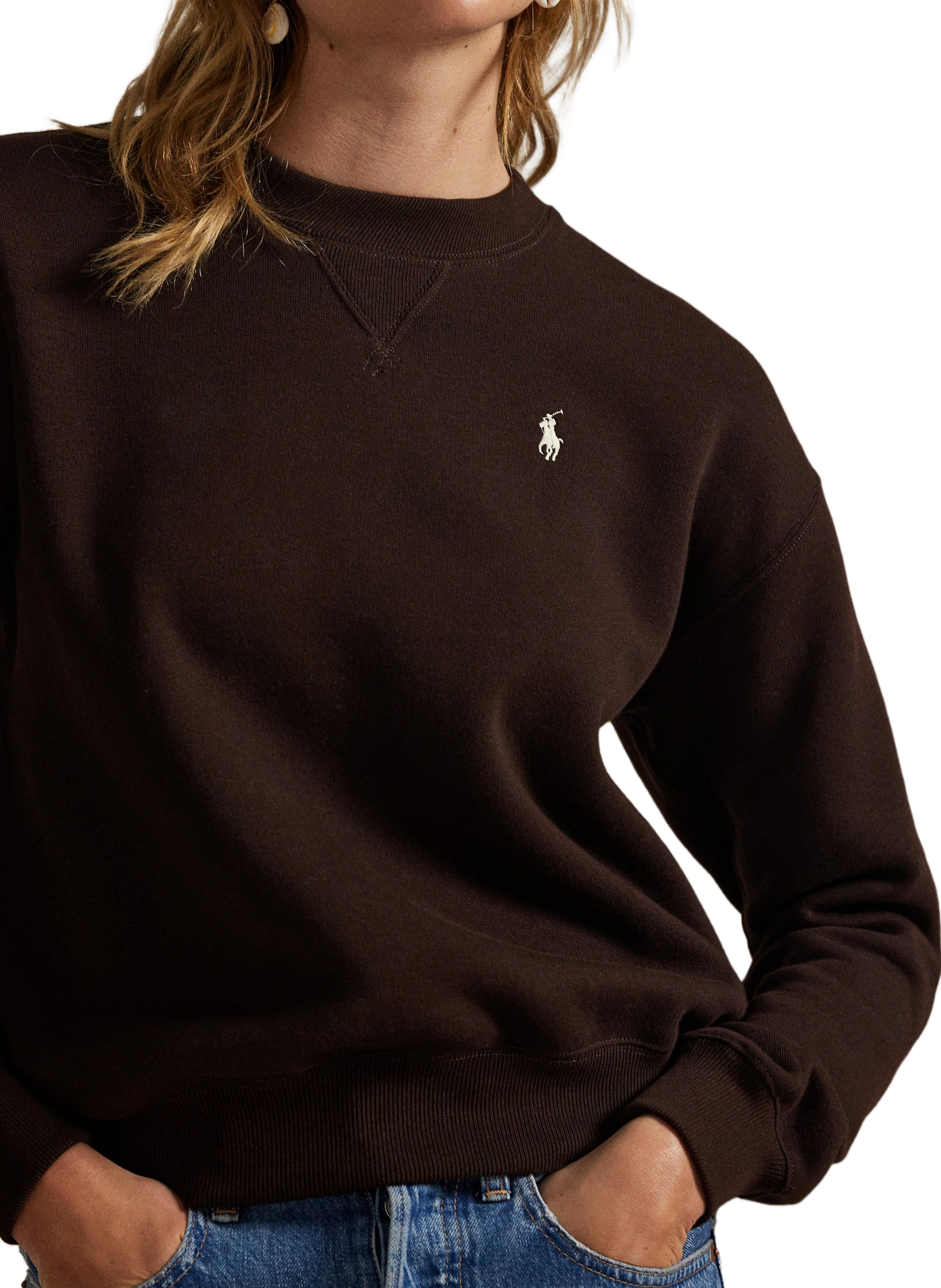 Embroidered logo sweatshirt in blended cotton. | Brown POLO RALPH LAUREN Women